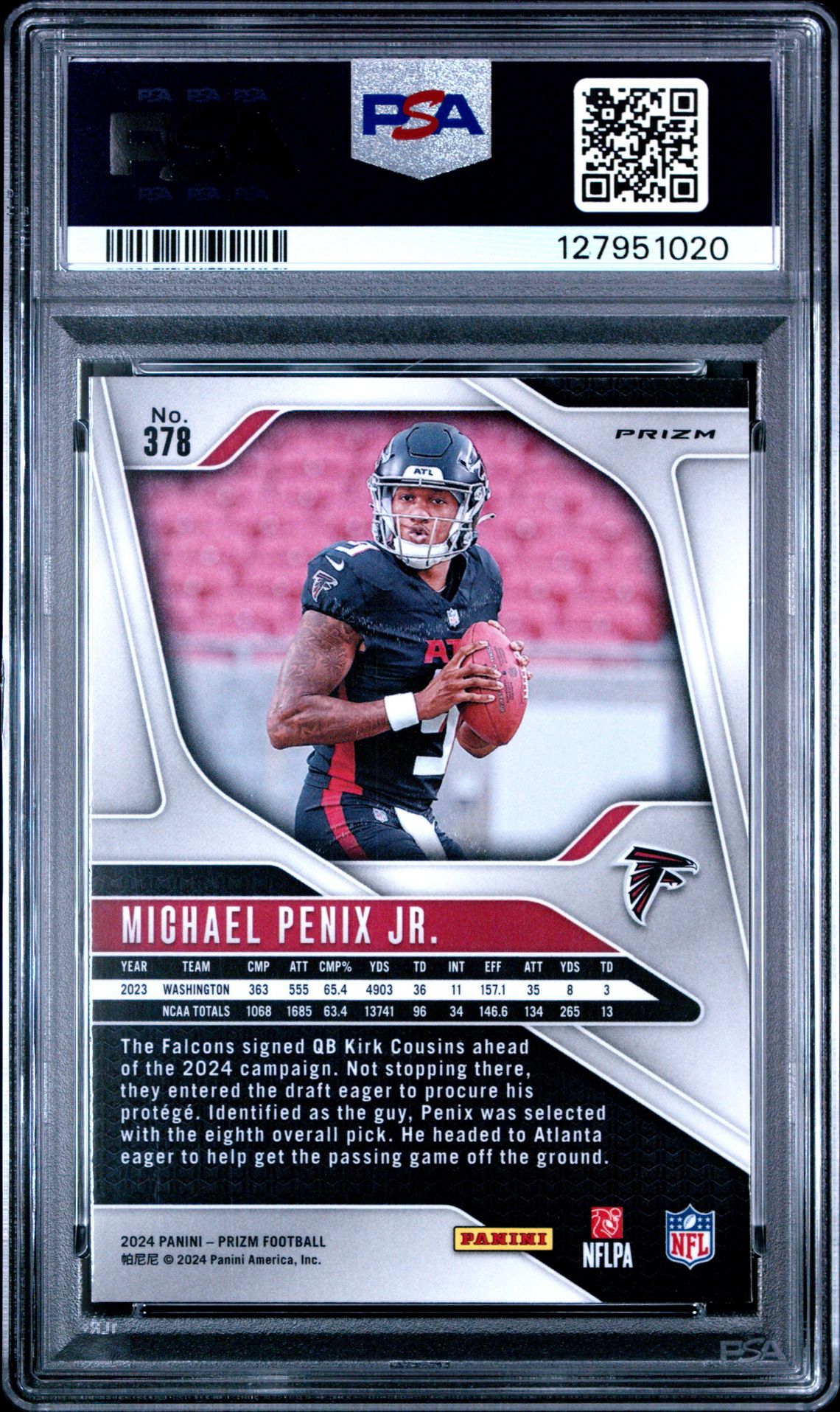 2024 Panini Prizm Michael Penix Jr. #378 (Lazer Prizm) Nm-Mt 8 back