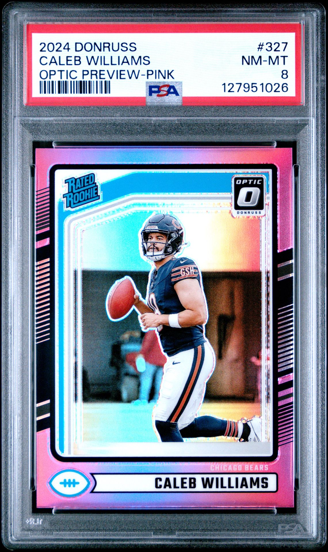2024 Panini Donruss Caleb Williams #327 (Optic Preview-Pink) Nm-Mt 8 front