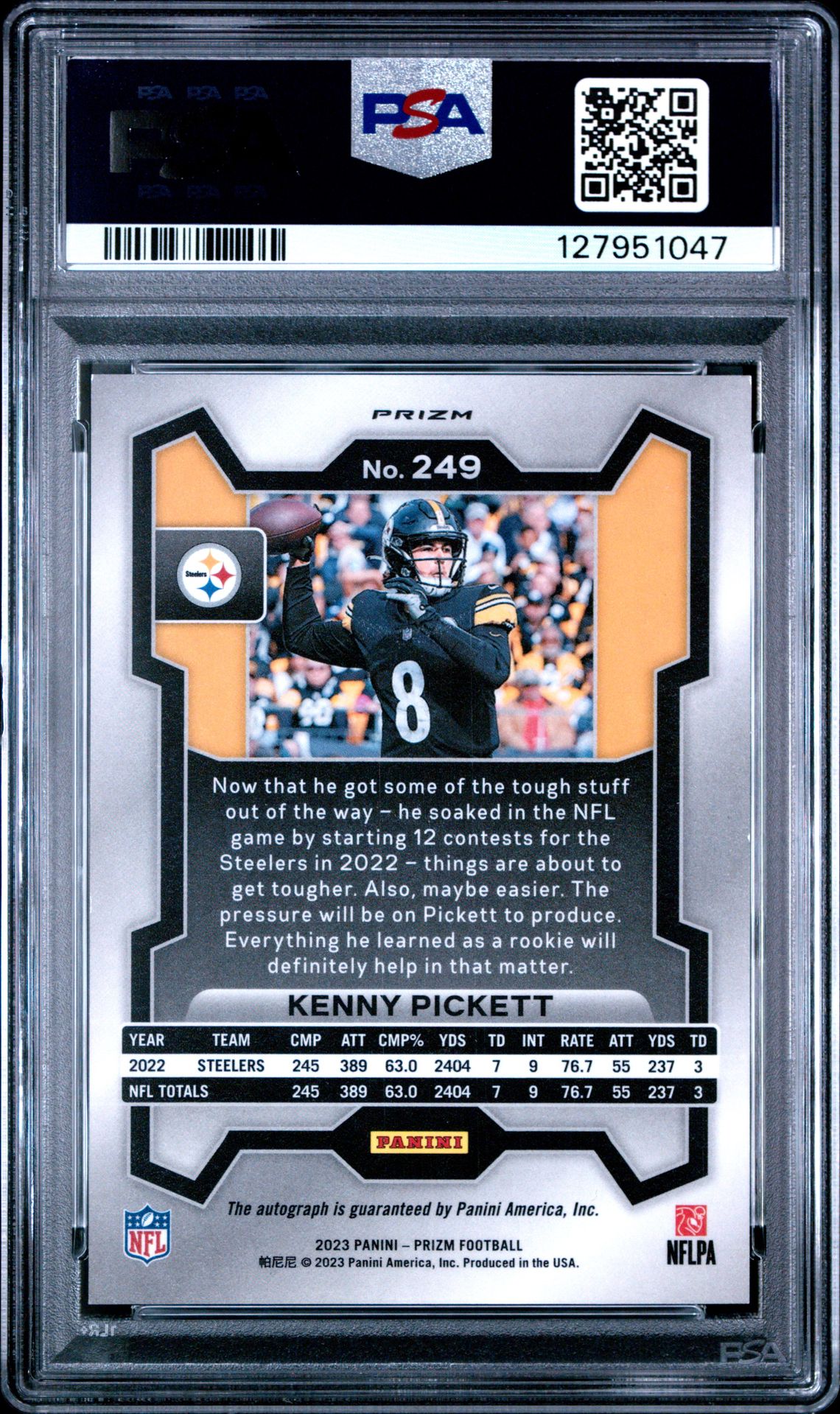 2023 Panini Prizm Kenny Pickett #249 (Autograph) Nm 7 back