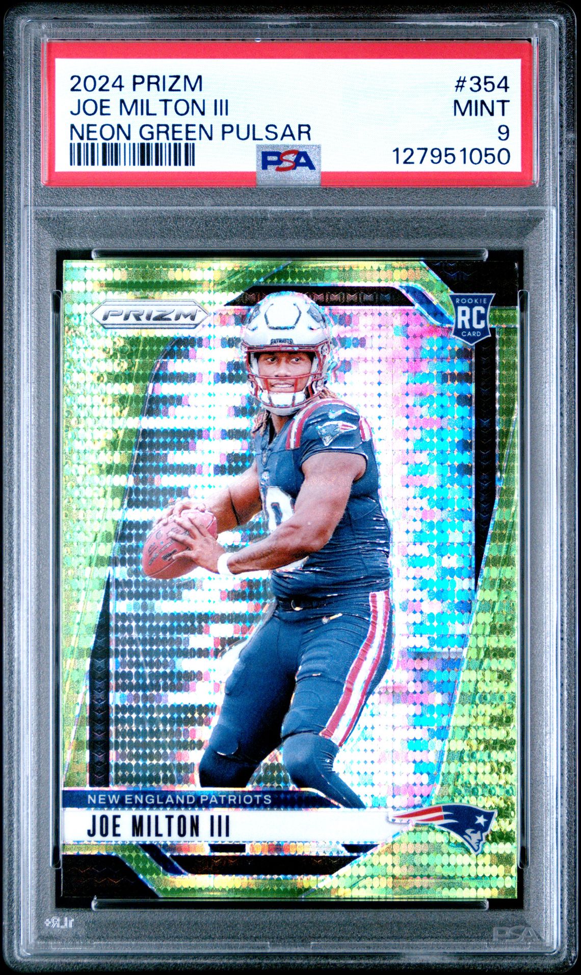 2024 Panini Prizm Joe Milton Iii #354 (Neon Green Pulsar) Mint 9 front