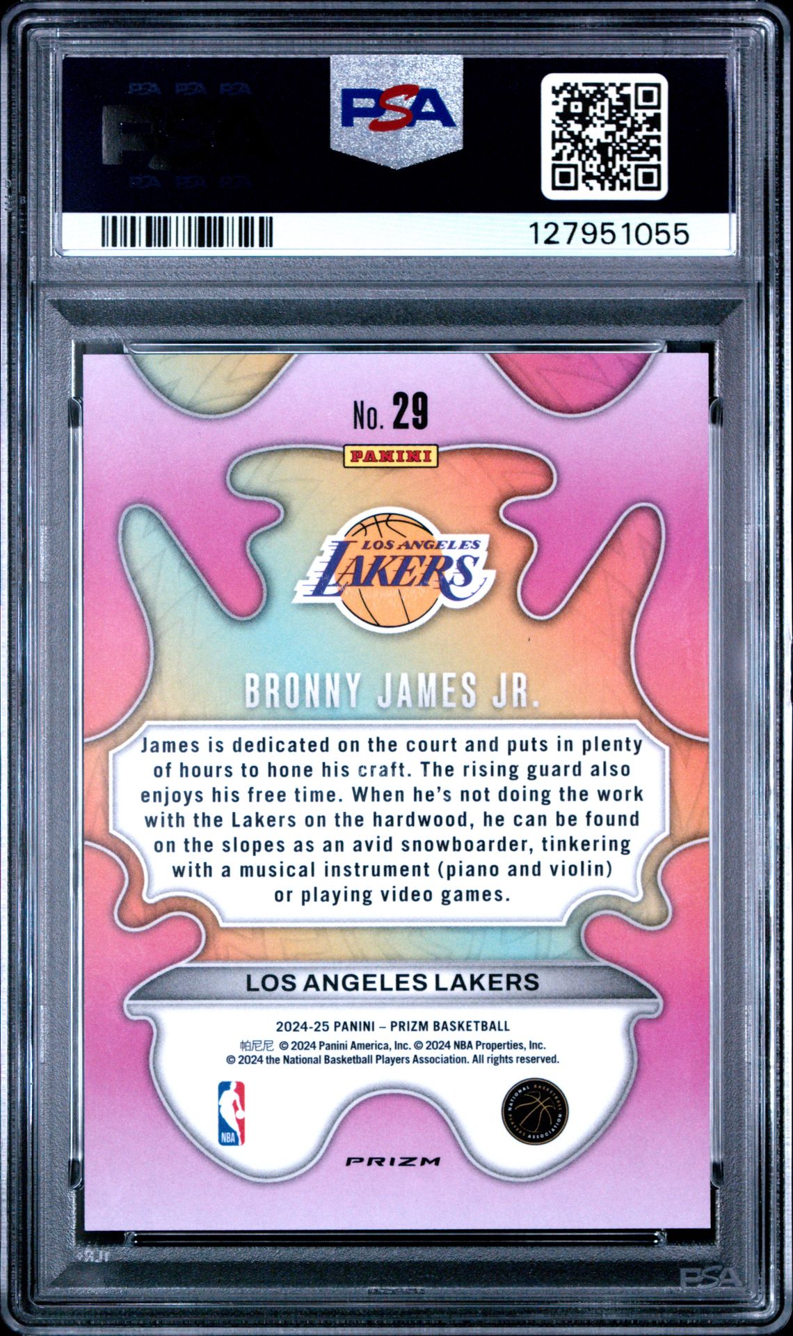 2024 Panini Prizm Groovy Bronny James Jr. #29 Gem Mt 10 back