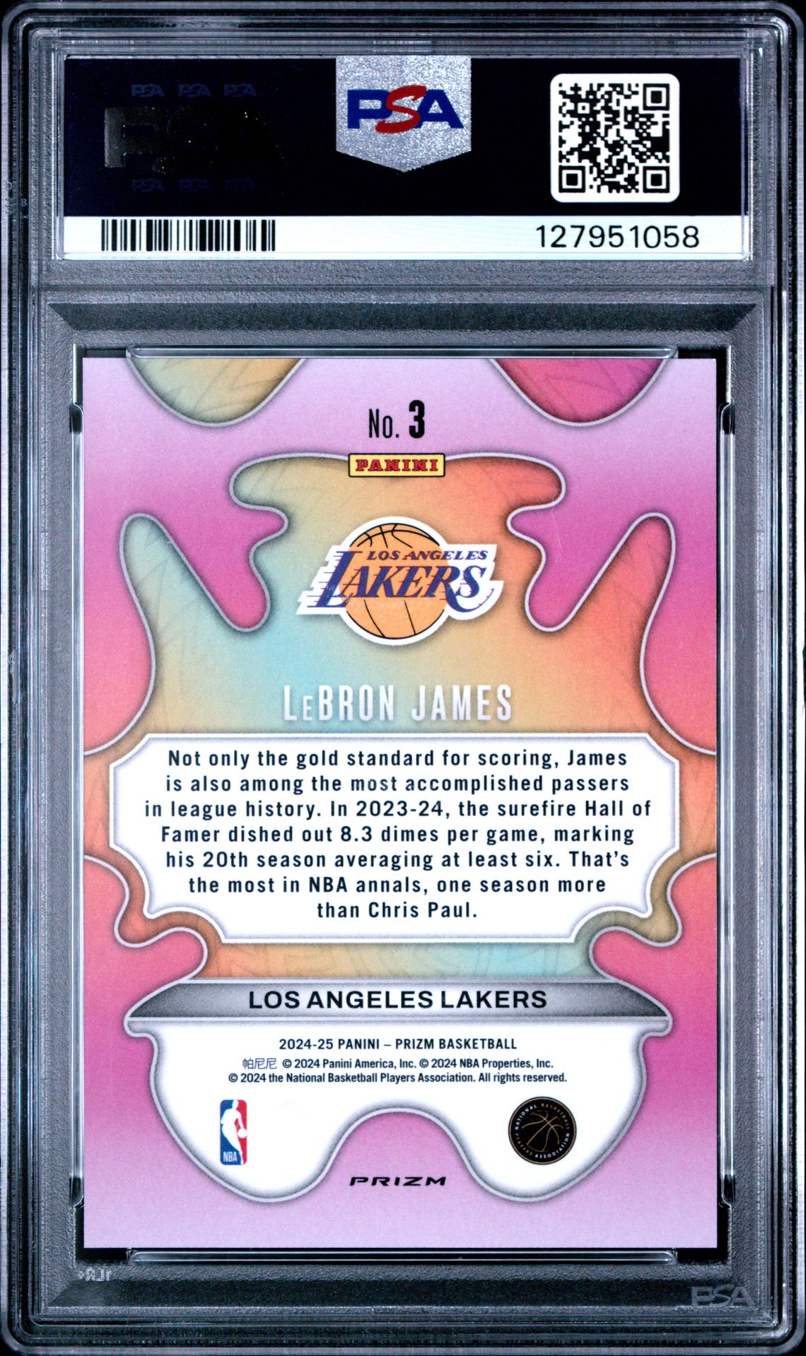 2024 Panini Prizm Groovy Lebron James #3 Gem Mt 10 back