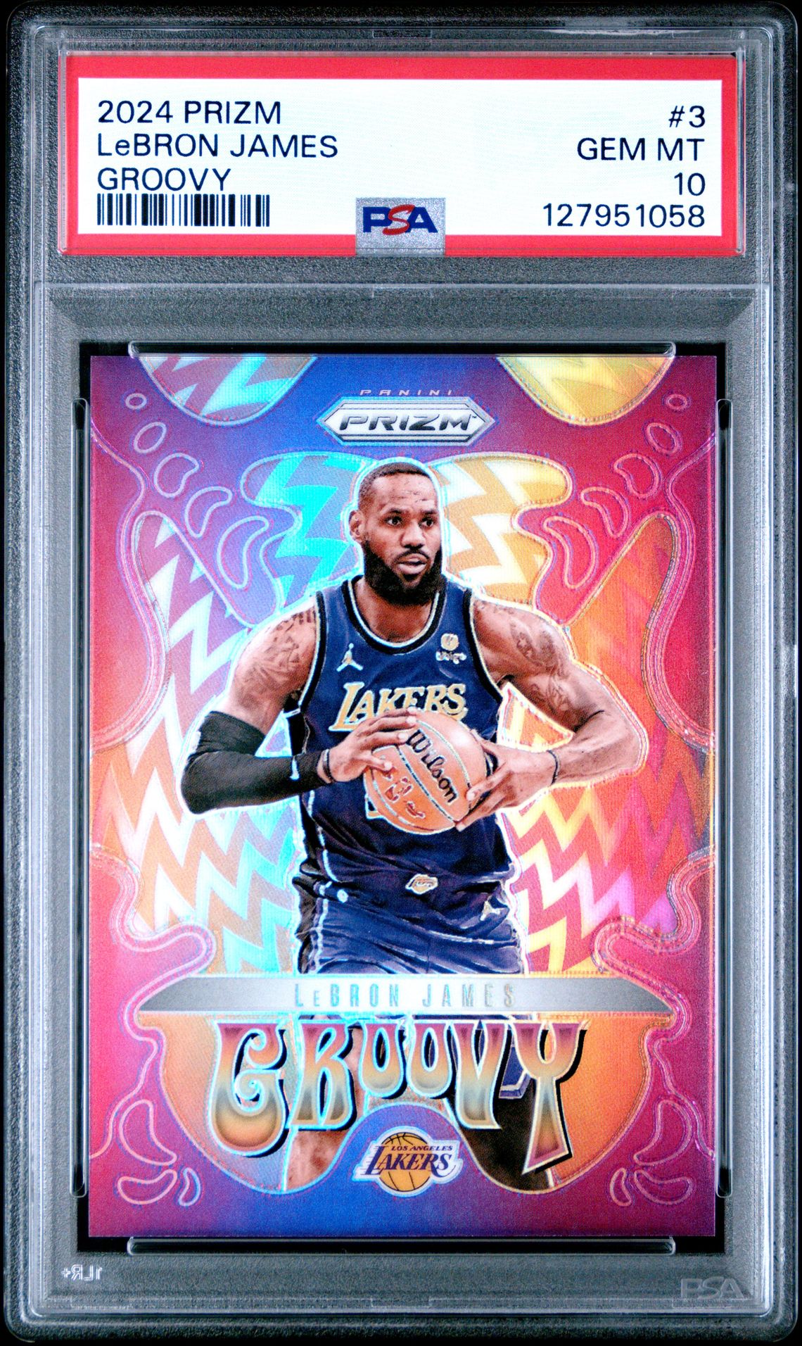 2024 Panini Prizm Groovy Lebron James #3 Gem Mt 10 front