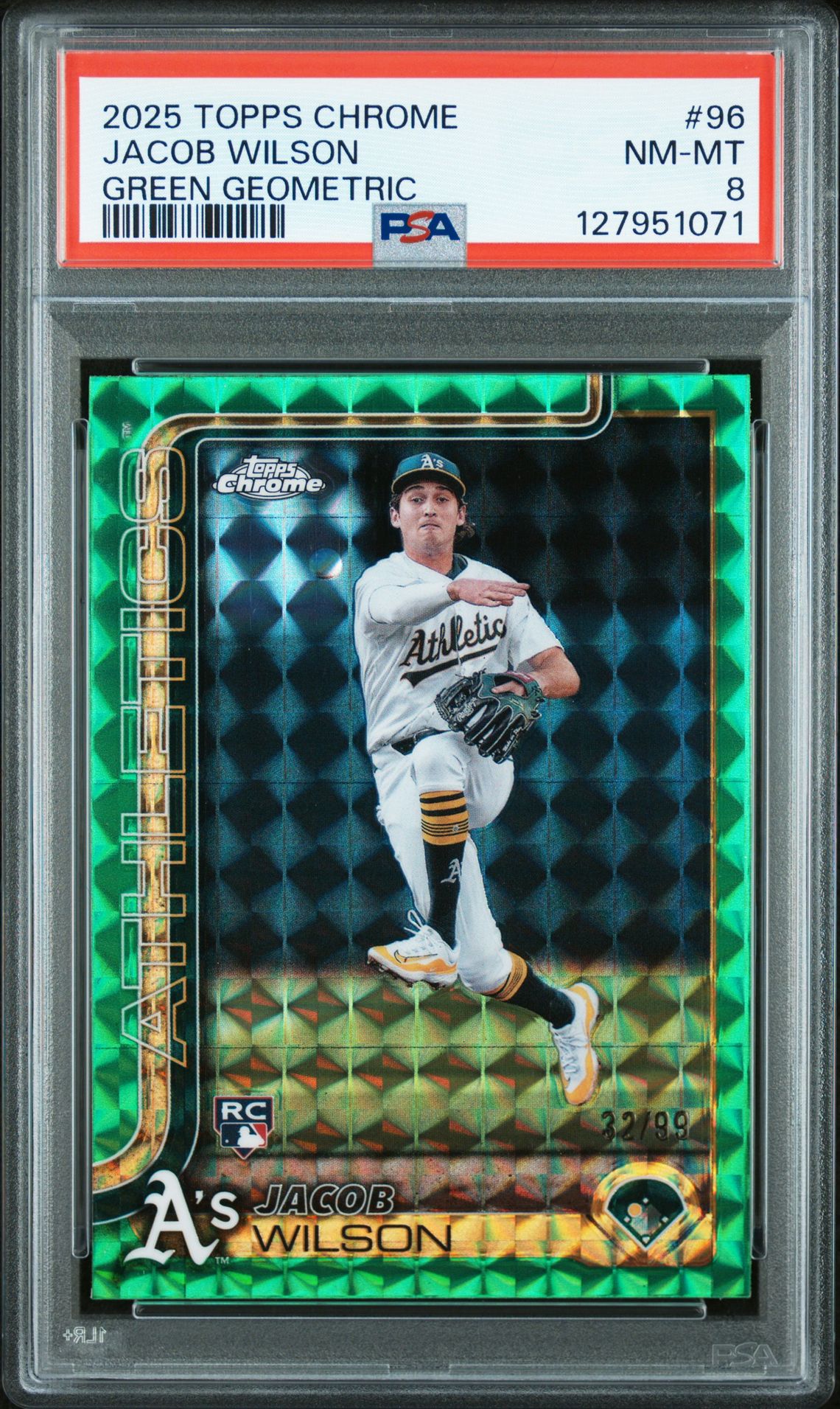 2025 Topps Chrome Jacob Wilson #96 (Green Geometric) Nm-Mt 8 front