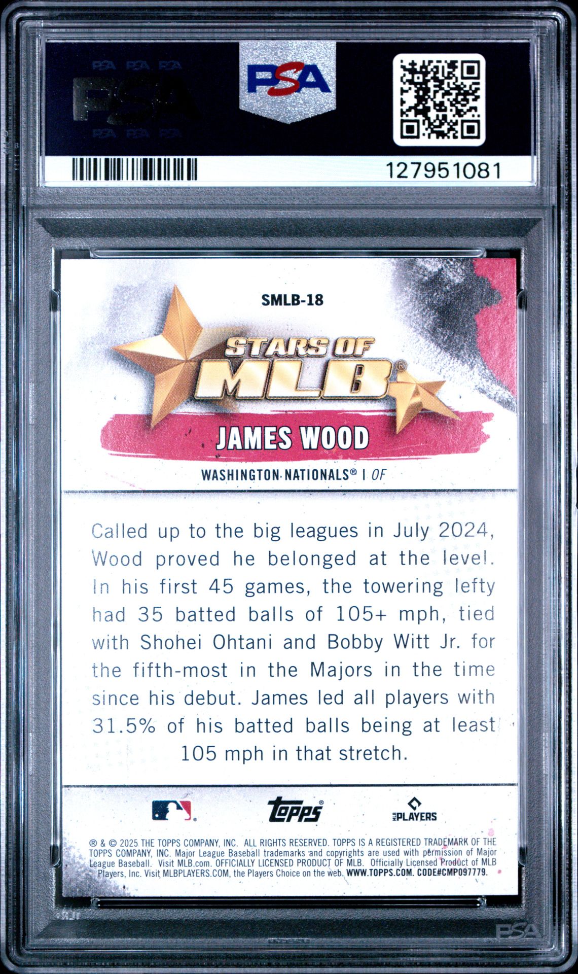 2025 Topps Stars Of Mlb James Wood #Smlb18 Mint 9 back