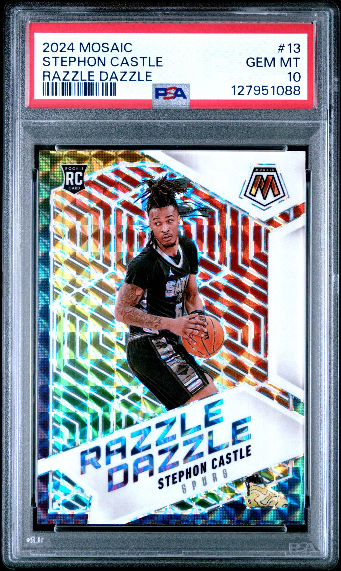 2024 Panini Mosaic Razzle Dazzle Stephon Castle #13 Gem Mt 10 front