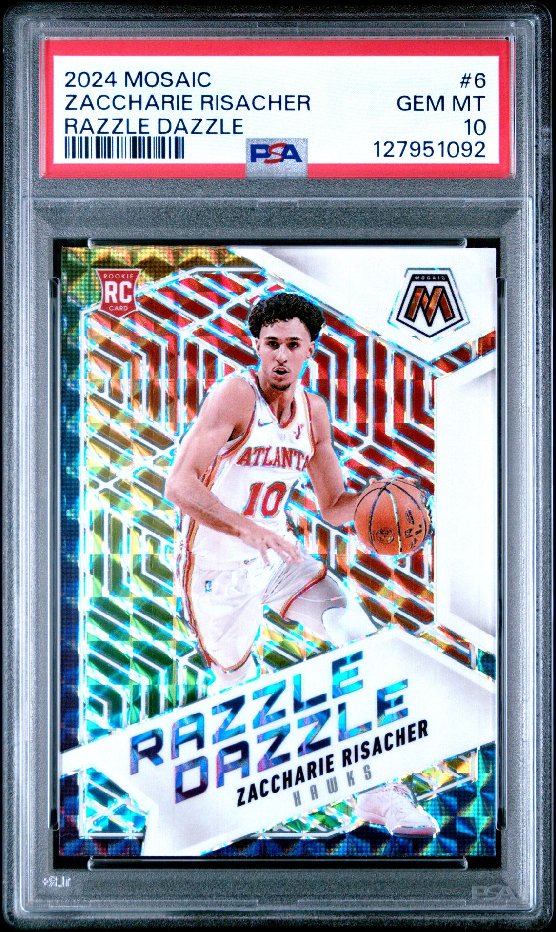 2024 Panini Mosaic Razzle Dazzle Zaccharie Risacher #6 Gem Mt 10 front