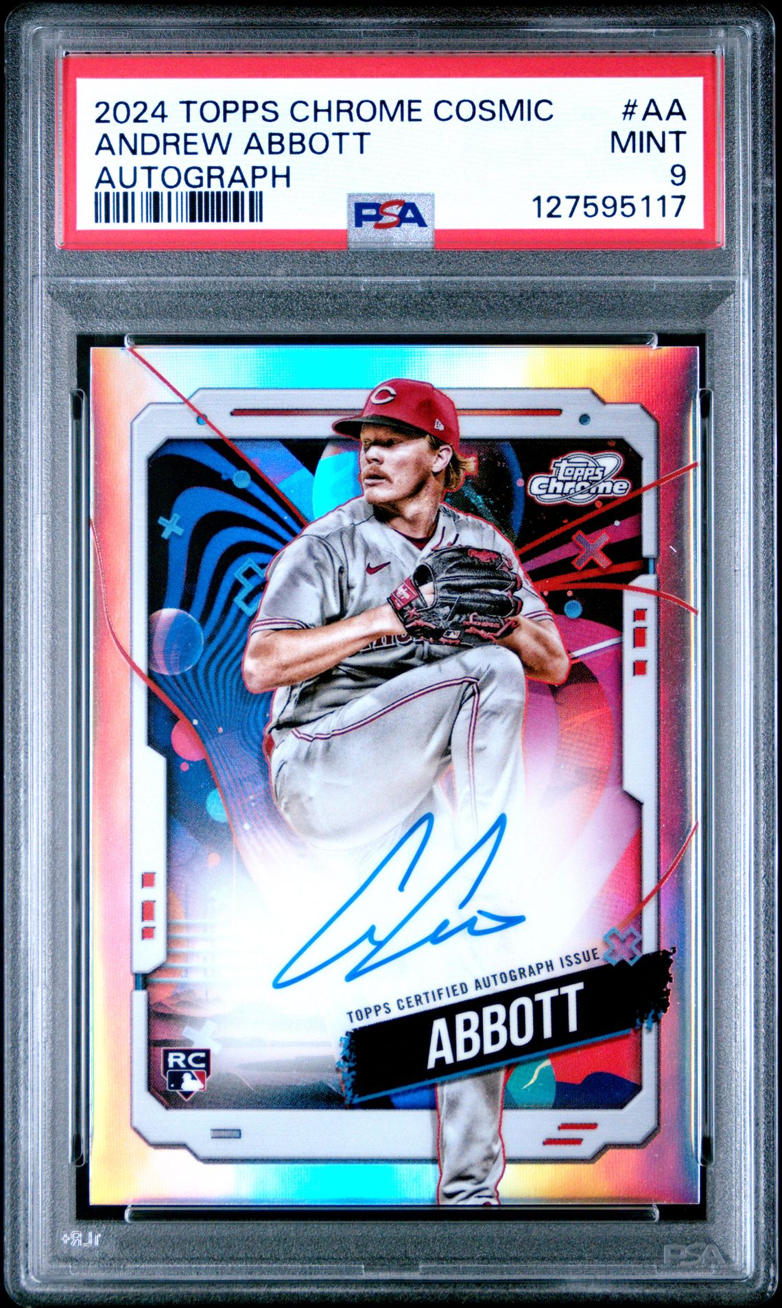 2024 Topps Chrome Cosmic Cosmic Chrome Autographs Andrew Abbott #Aa Mint 9 front