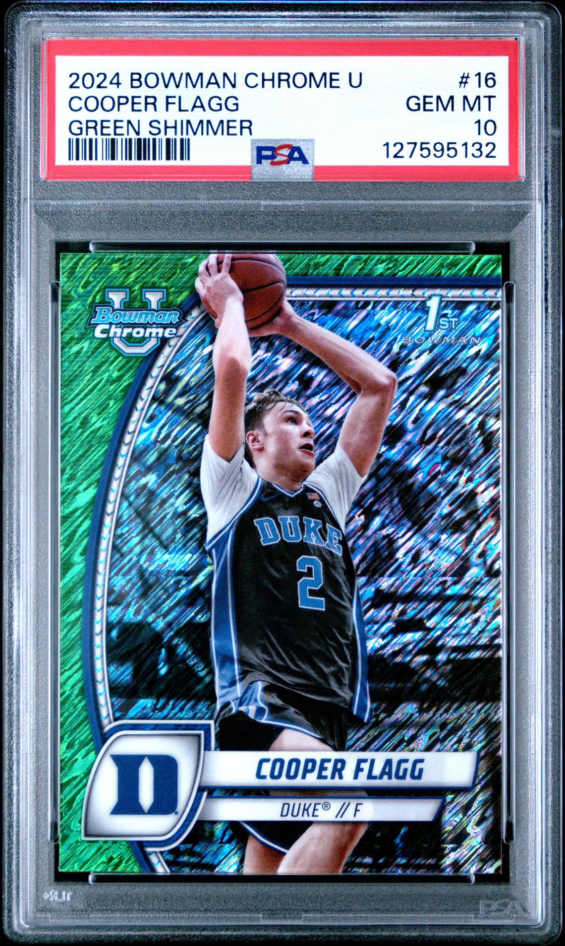 2024 Bowman Chrome University Cooper Flagg #16 (Green Shimmer) Gem Mt 10 front