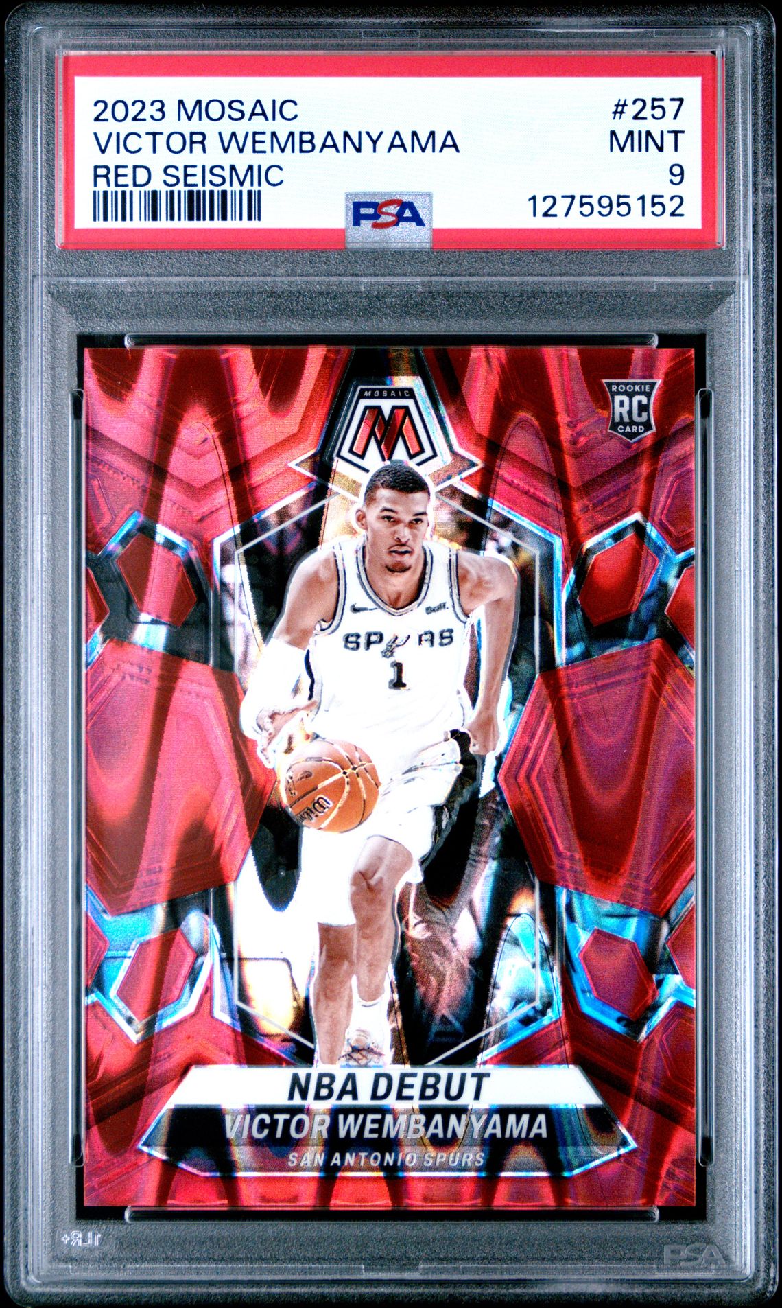 2023 Panini Mosaic Victor Wembanyama #257 (Red Seismic) Mint 9 front