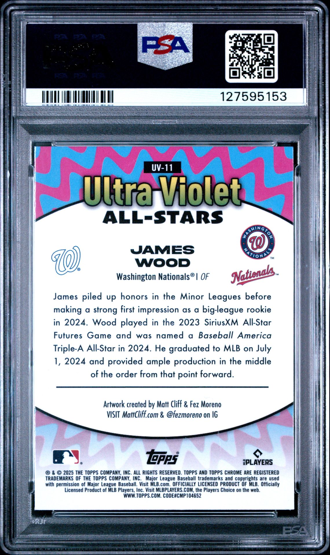 2025 Topps Chrome Ultra Violet All Stars James Wood #Uv11 Mint 9 back
