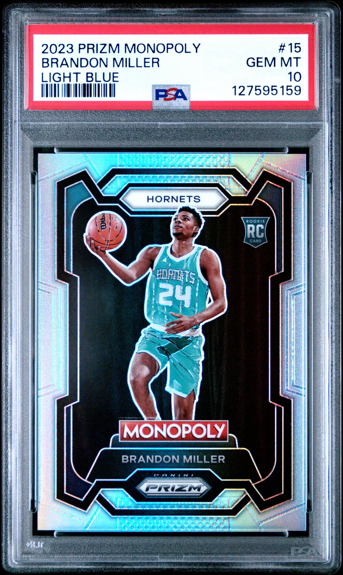 2023 Panini Prizm Monopoly Brandon Miller #15 (Light Blue) Gem Mt 10 front