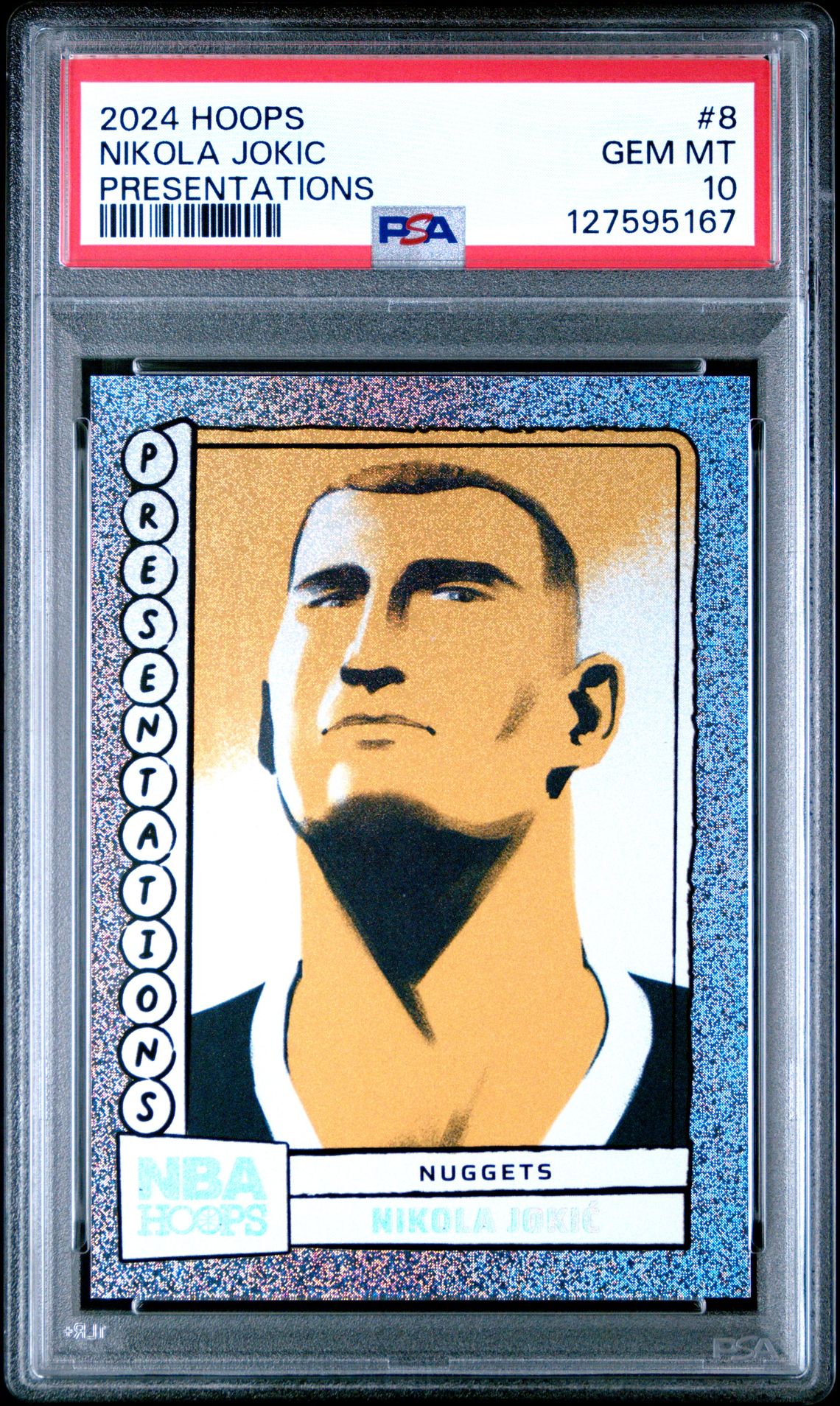 2024 Panini Nba Hoops Presentations Nikola Jokic #8 Gem Mt 10 front