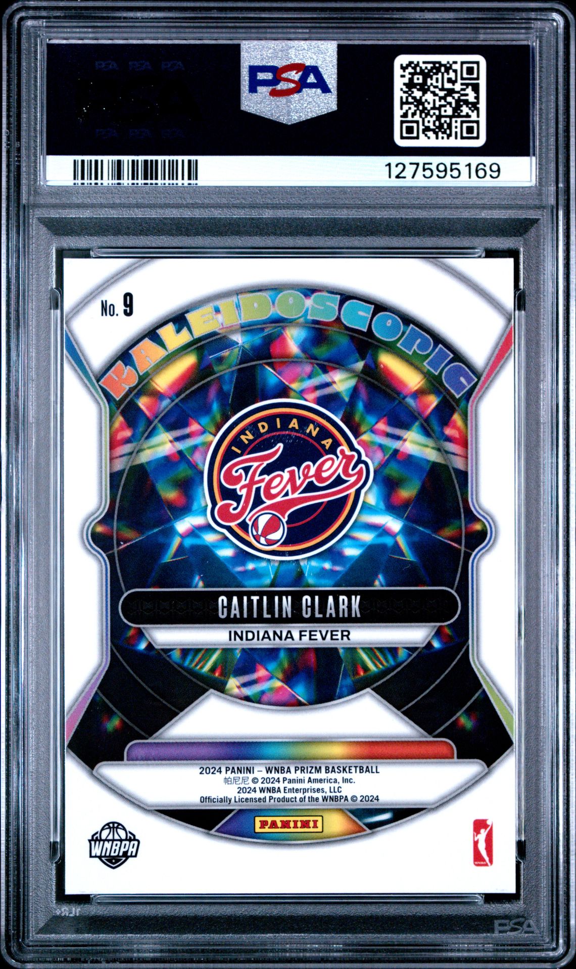 2024 Panini Prizm Wnba Kaleidoscopic Caitlin Clark #9 Gem Mt 10 back