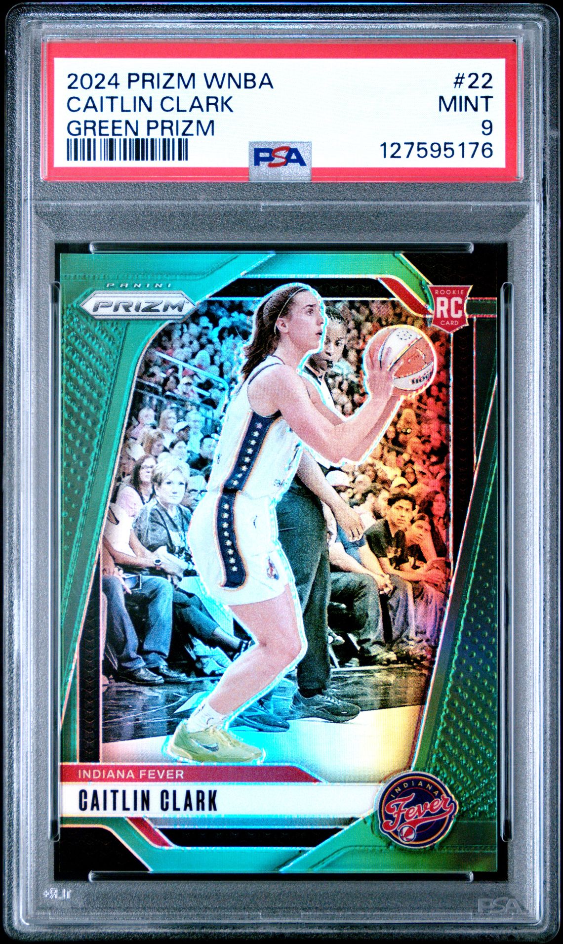 2024 Panini Prizm Wnba Caitlin Clark #22 (Green Prizm) Mint 9 front