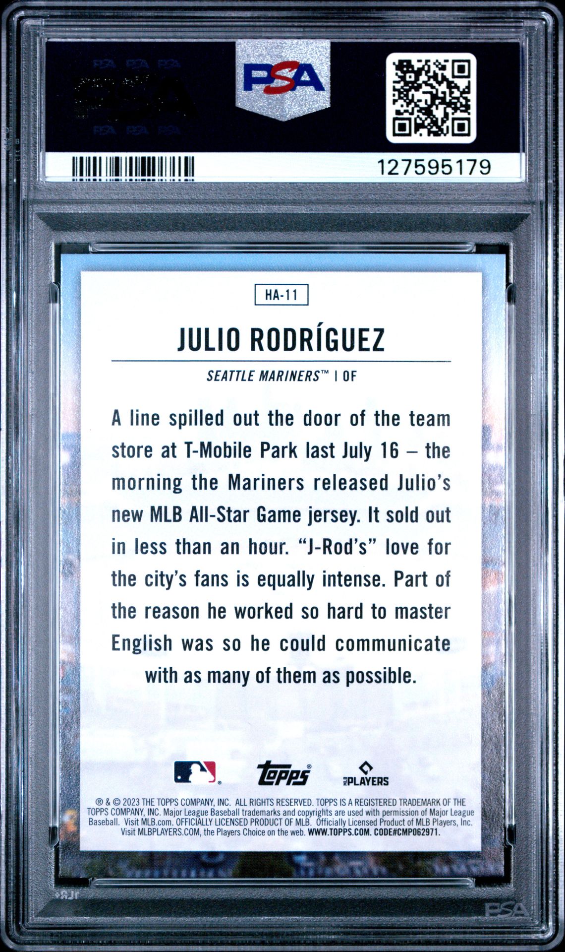 2023 Topps Home Field Advantage Julio Rodriguez #Ha11 (Home Field Advantage) Mint 9 back