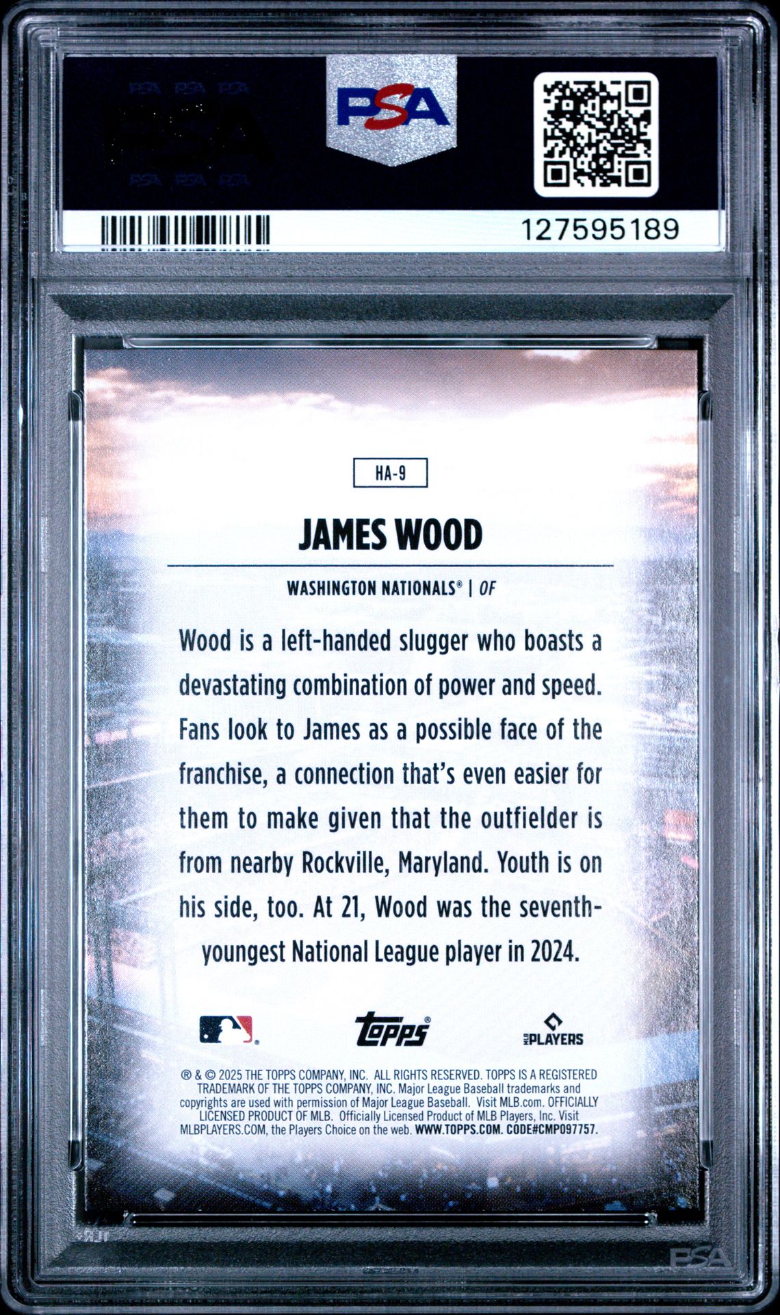 2025 Topps Home Field Advantage James Wood #Ha9 Mint 9 back