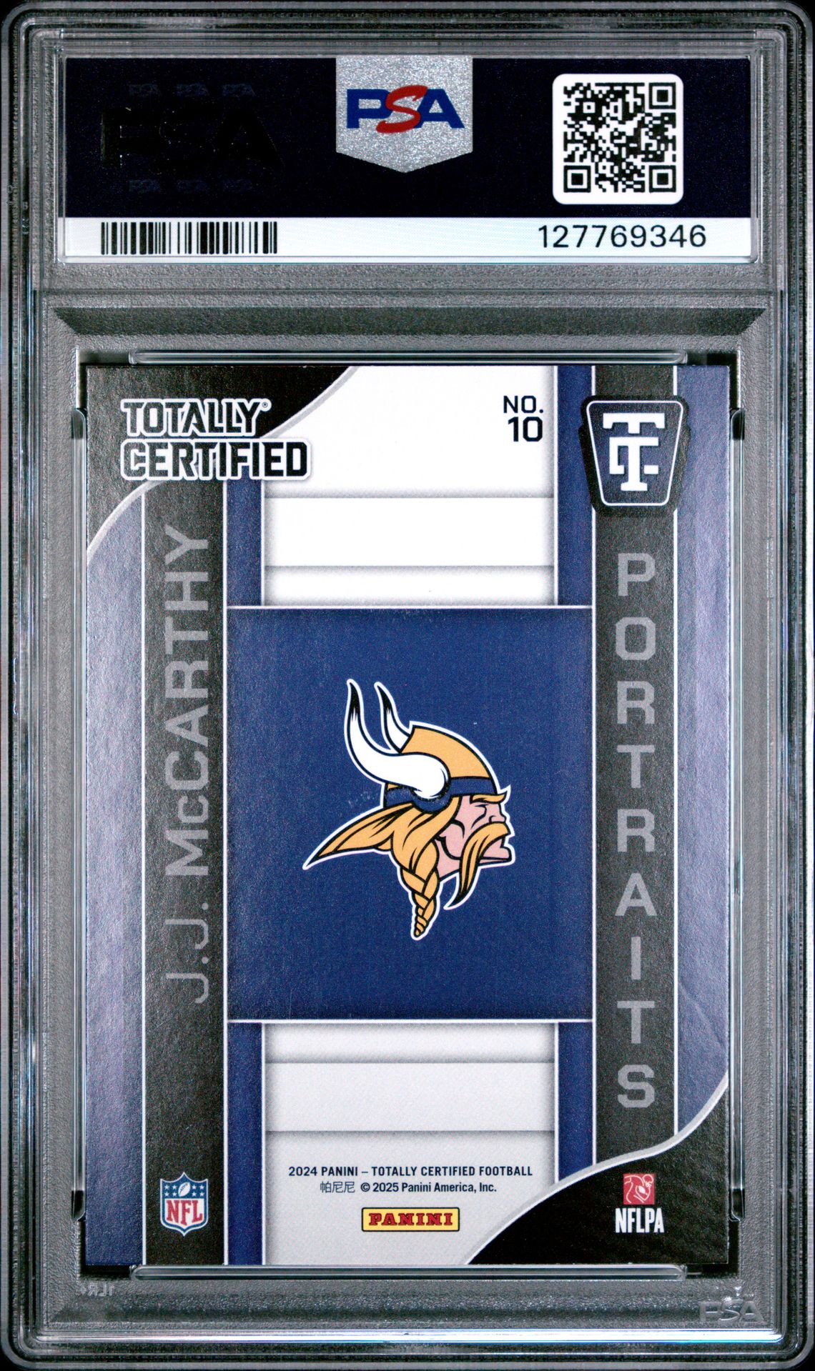 2024 Panini Totally Certified Portraits Jj Mccarthy #10 Mint 9 back