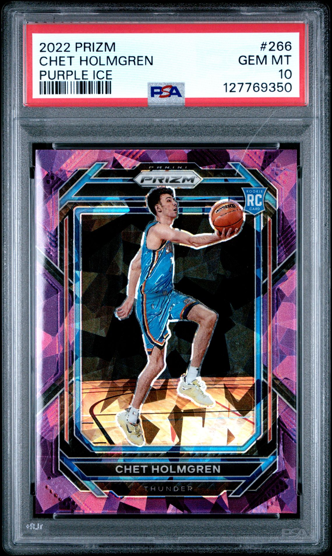 2022 Panini Prizm Chet Holmgren #266 (Purple Ice) Gem Mt 10 front