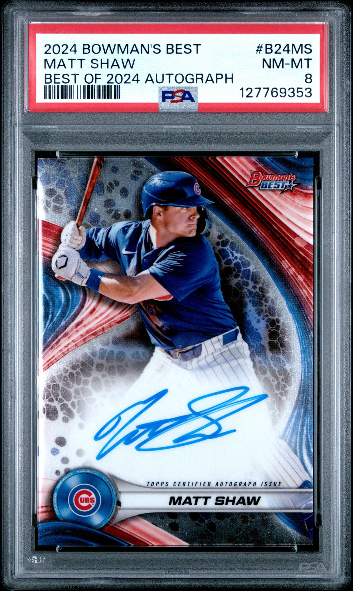 2024 Bowman's Best Best Of 2024 Autographs Matt Shaw #B24Ms Nm-Mt 8 front