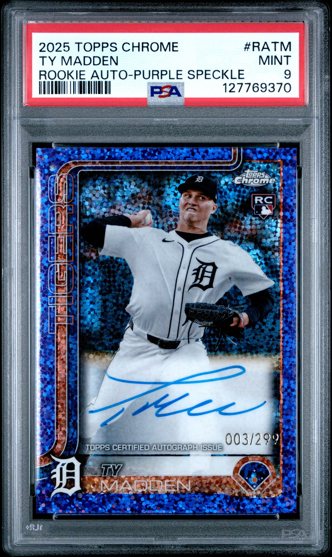2025 Topps Chrome Rookie Autographs Ty Madden #Ratm (Rookie Auto-Purple Speckle) Mint 9 front