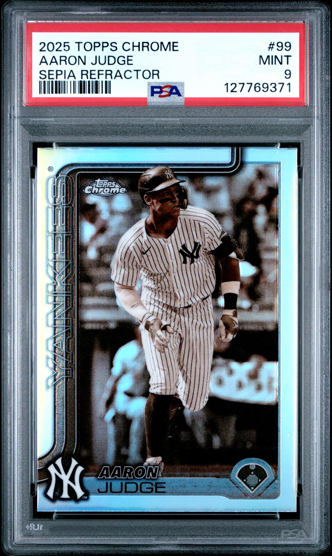 2025 Topps Chrome Aaron Judge #99 (Sepia Refractor) Mint 9 front