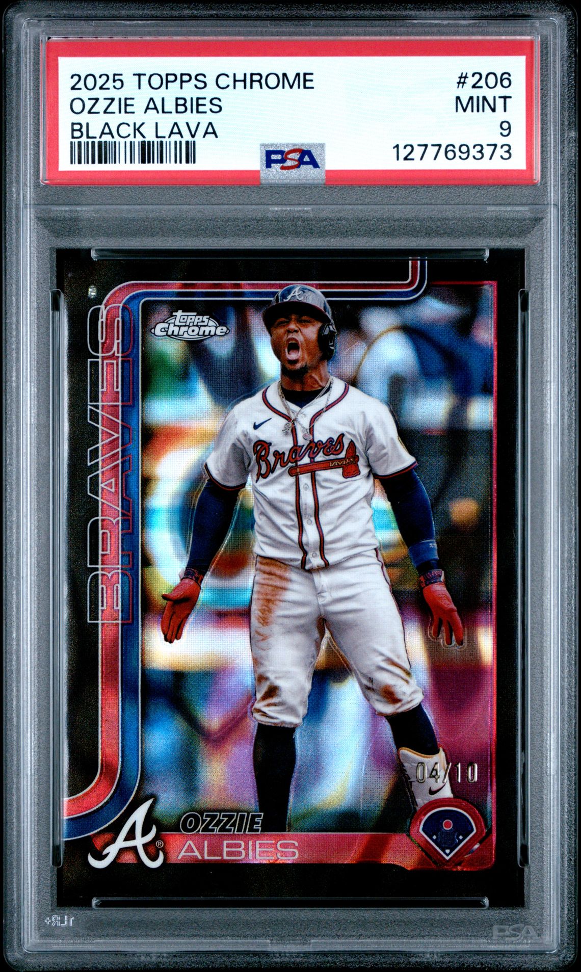 2025 Topps Chrome Ozzie Albies #206 (Black Lava) Mint 9 front