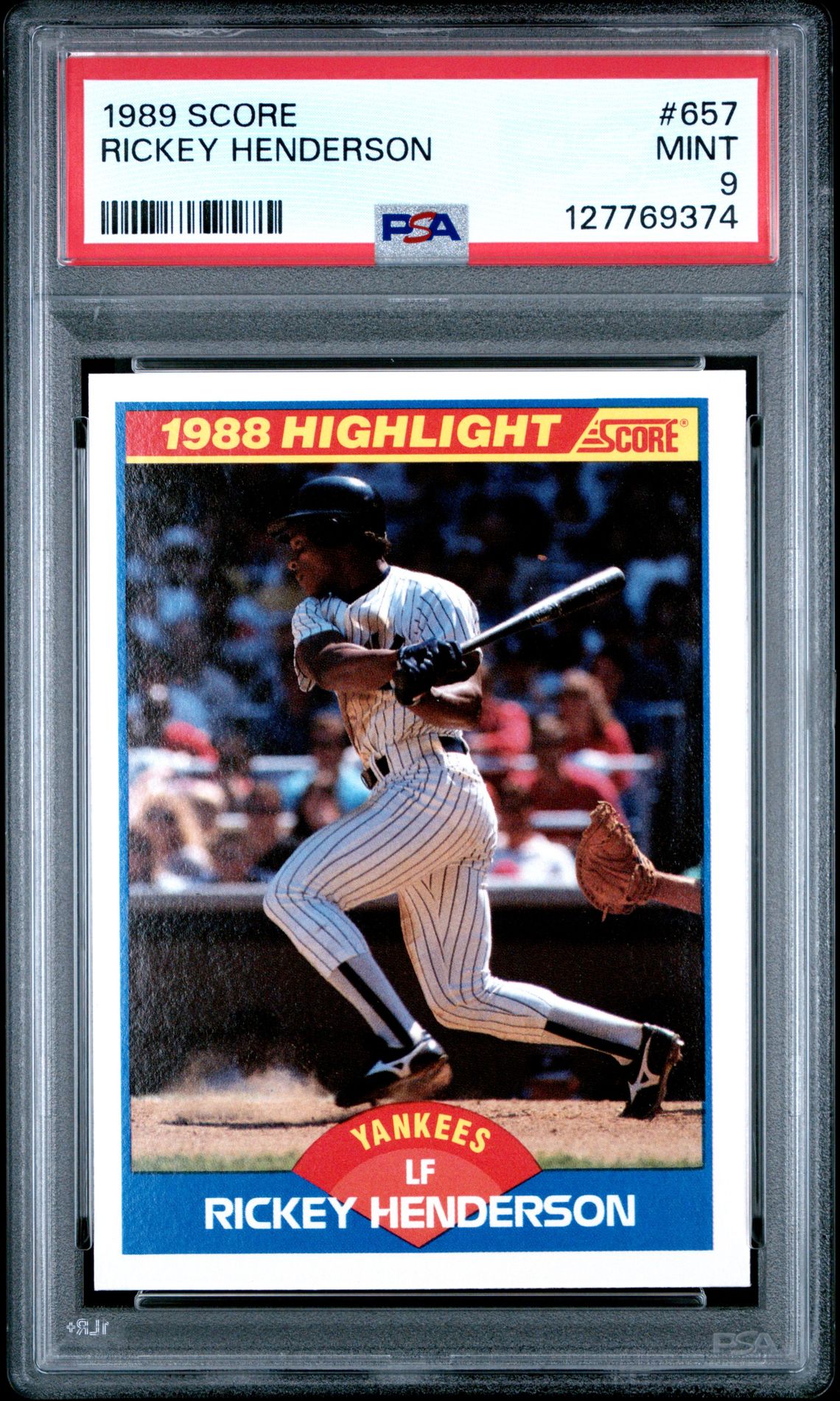 1989 Score Rickey Henderson #657 Mint 9 front