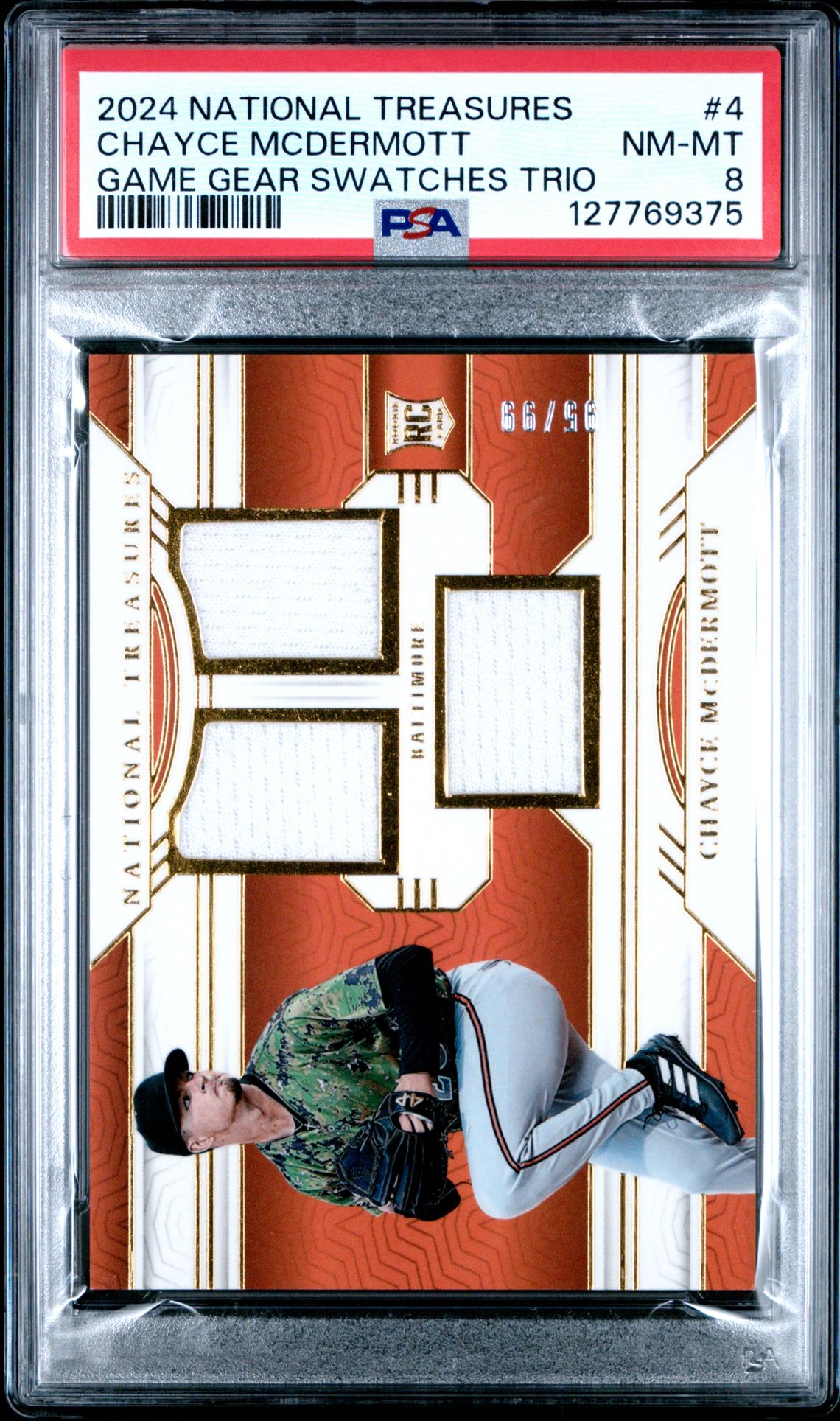 2024 Panini National Treasures Game Gear Swatches Trio Chayce Mcdermott #4 Nm-Mt 8 front