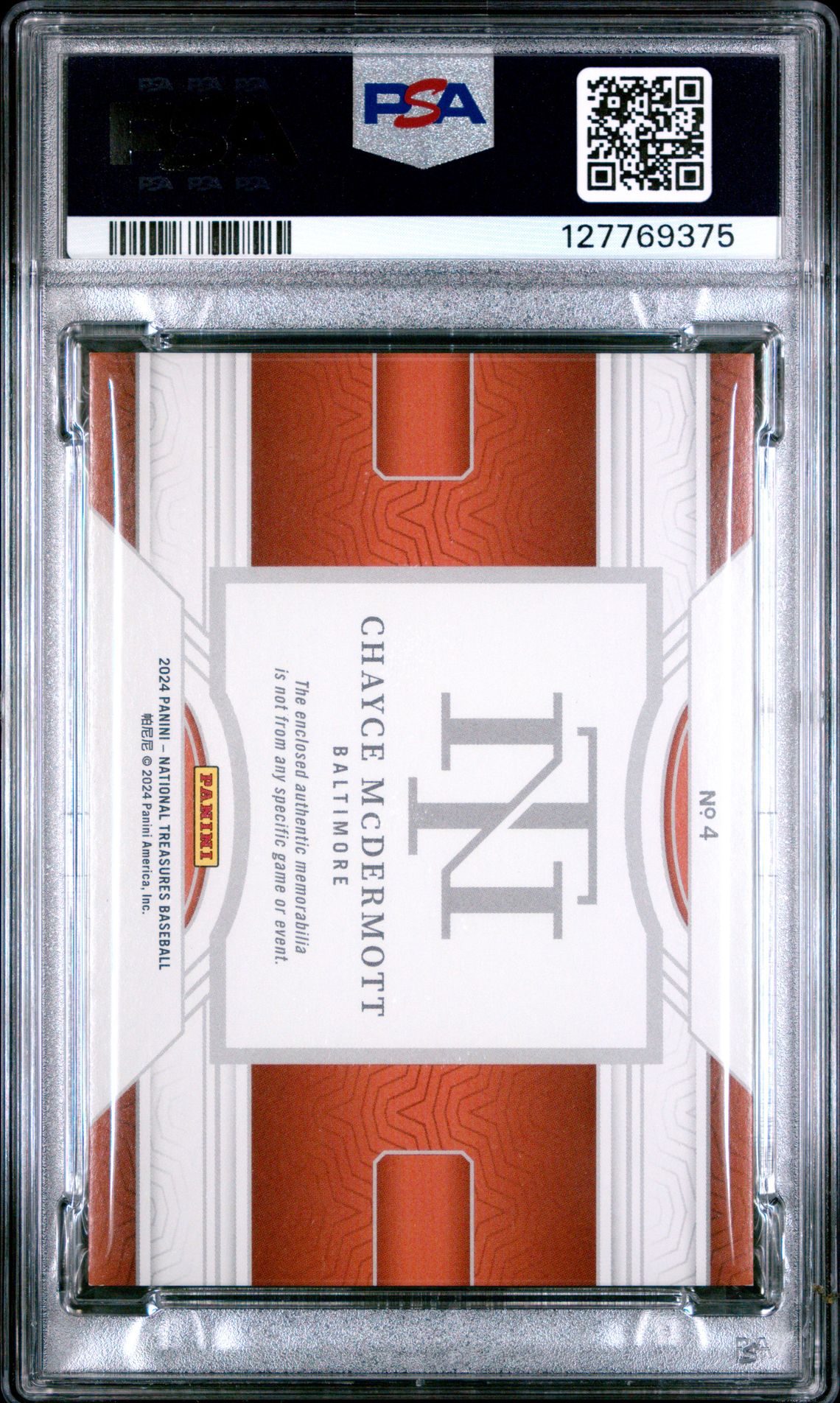 2024 Panini National Treasures Game Gear Swatches Trio Chayce Mcdermott #4 Nm-Mt 8 back