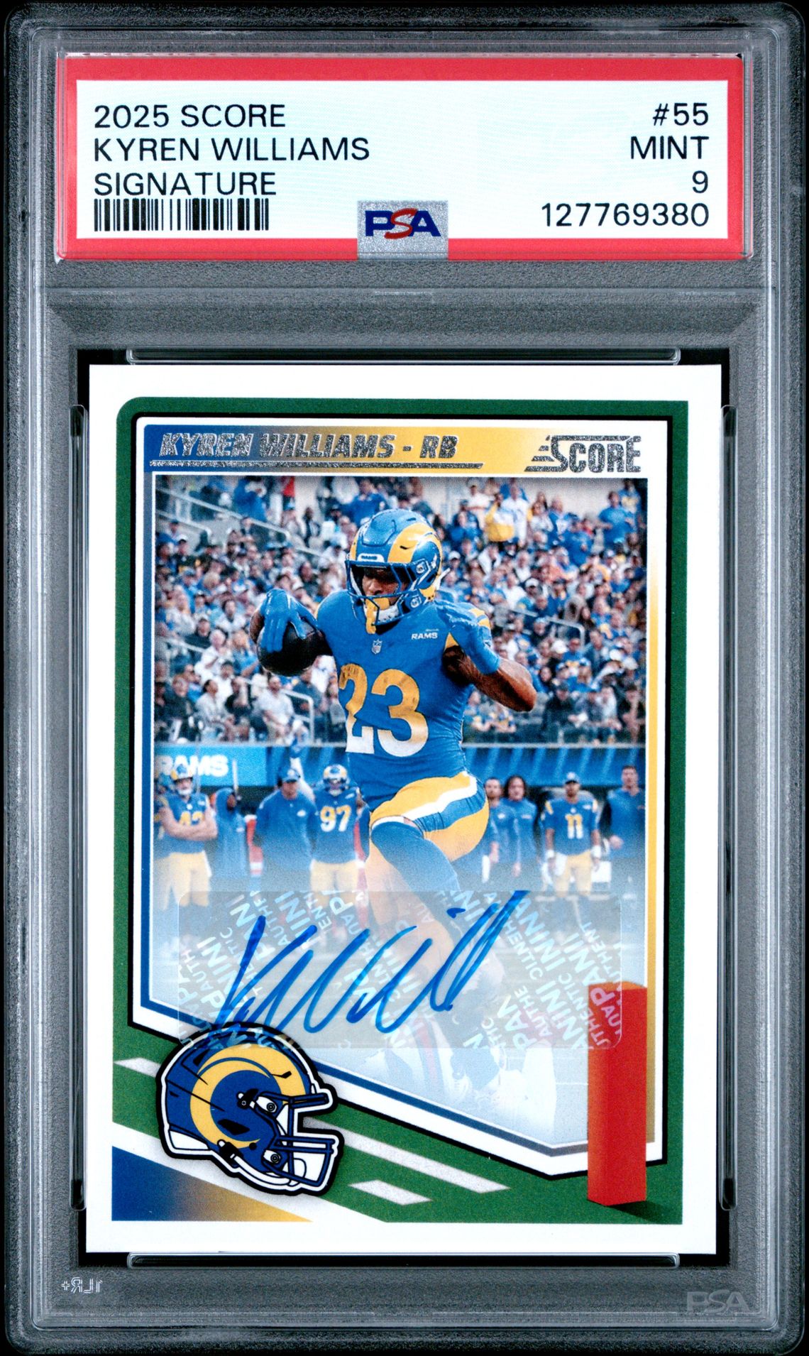 2025 Panini Score Kyren Williams #55 (Signature) Mint 9 front