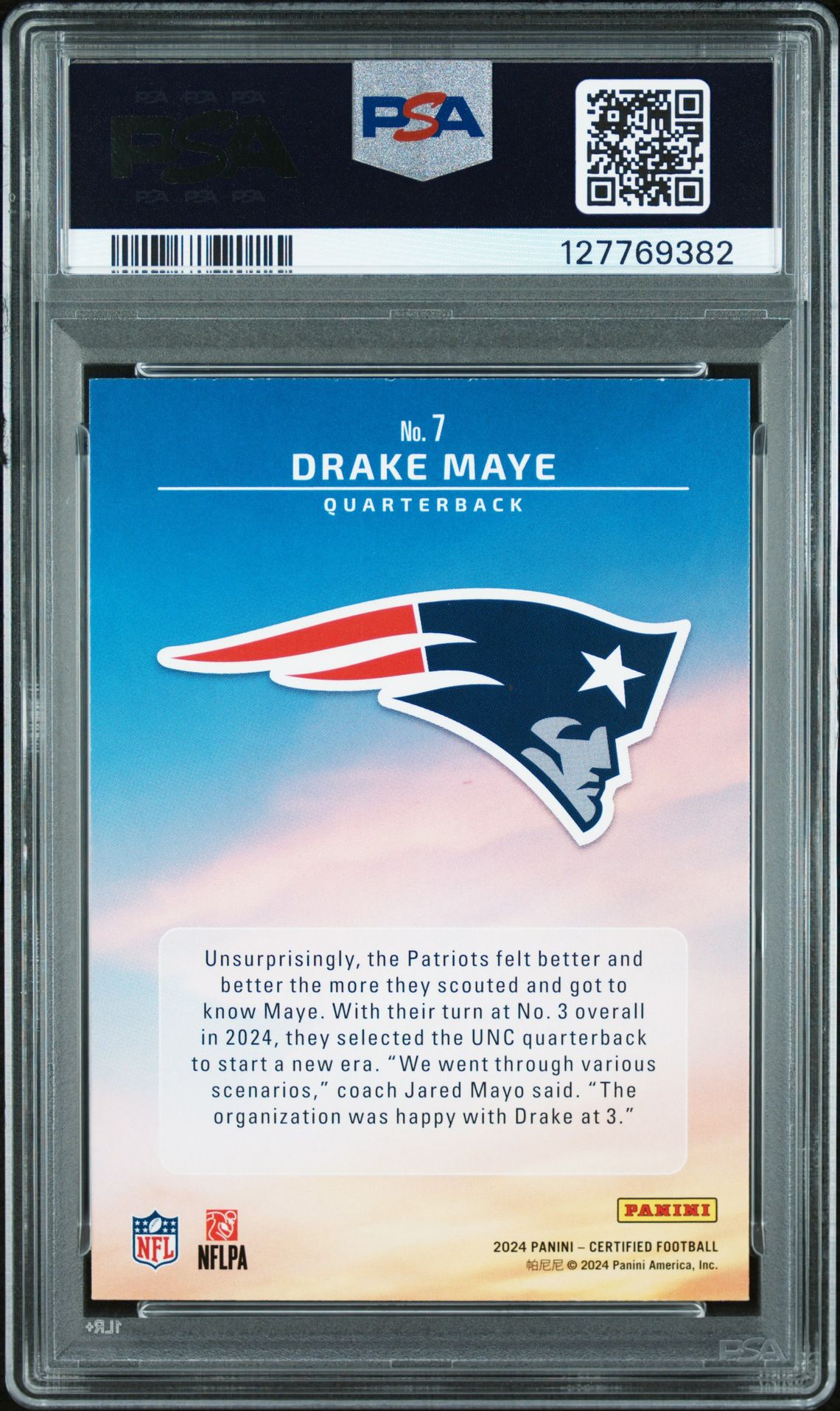 2024 Panini Certified Franchise Foundations Drake Maye #7 Mint 9 back
