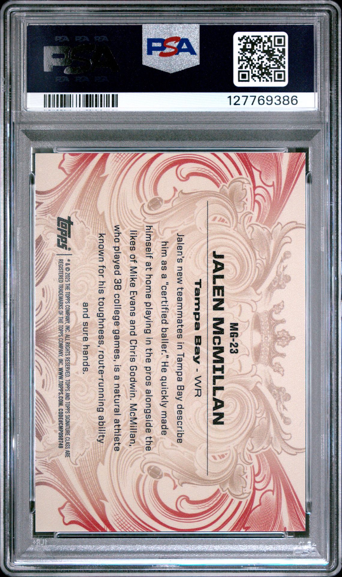 2024 Topps Signature Class Monarchs Of The Game Jalen Mcmillan #Mg23 Gem Mt 10 back