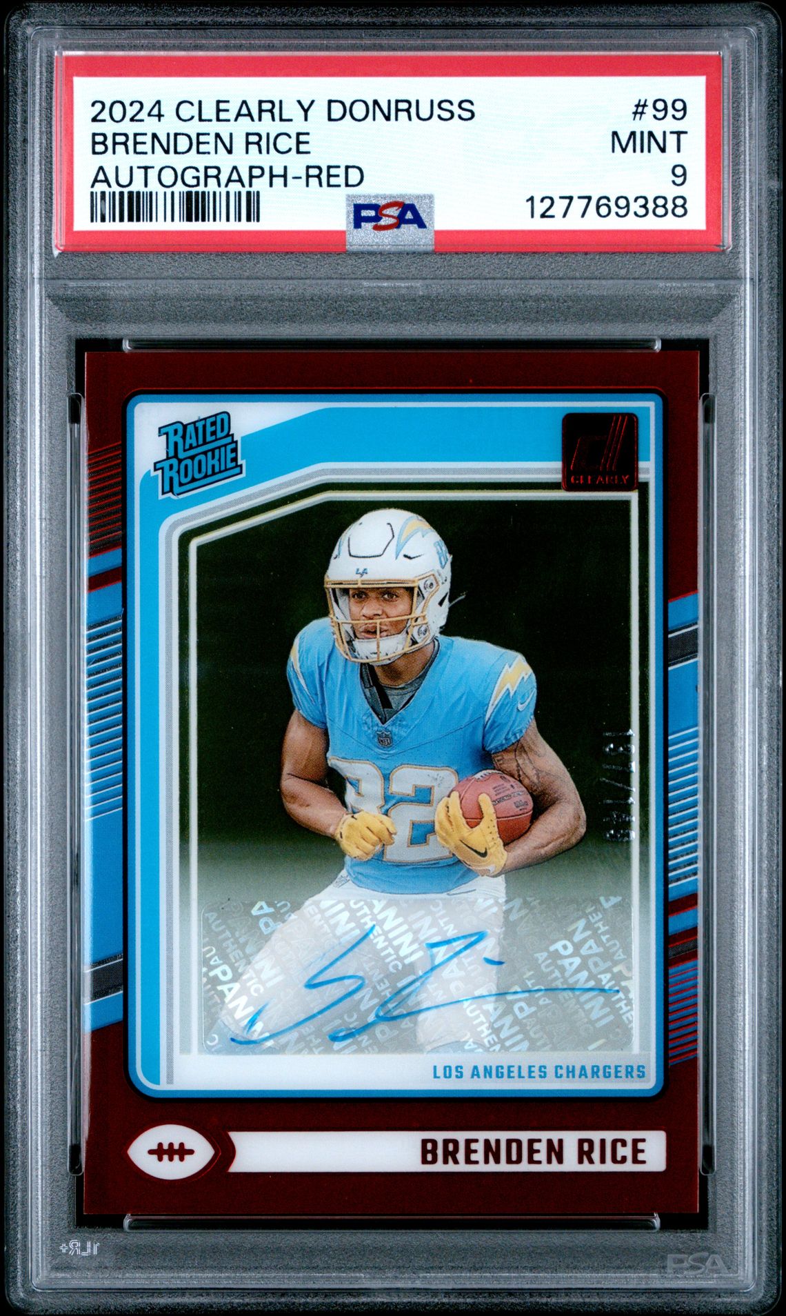 2024 Panini Clearly Donruss Brenden Rice #99 (Autograph-Red) Mint 9 front