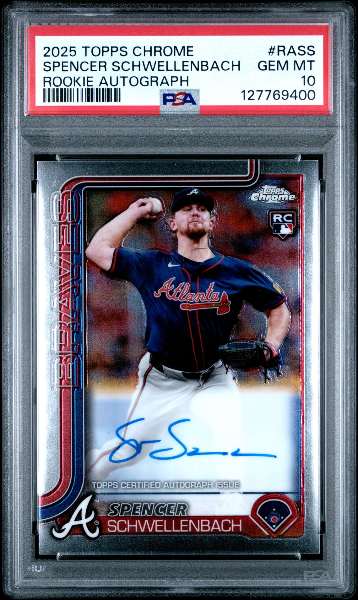 2025 Topps Chrome Rookie Autographs Spencer Schwellenbach #Rass Gem Mt 10 front