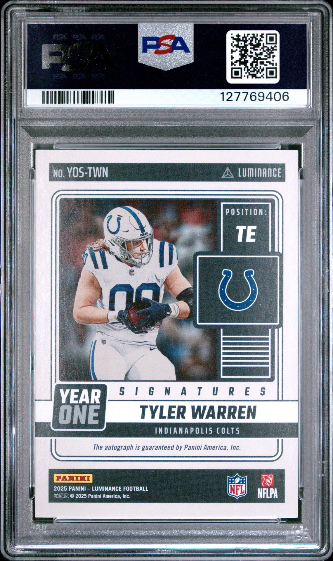 2025 Panini Luminance Year One Signatures Rps Tyler Warren #Yostwn Mint 9 back