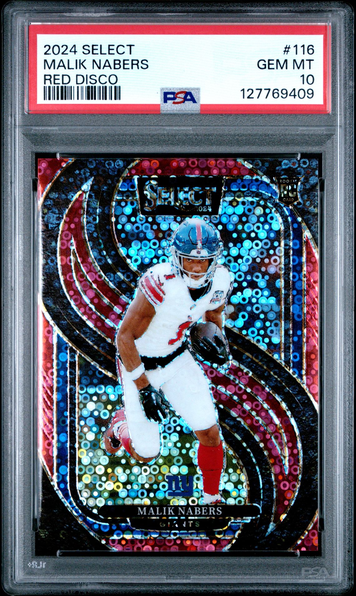 2024 Panini Select Malik Nabers #116 (Red Disco) Gem Mt 10 front