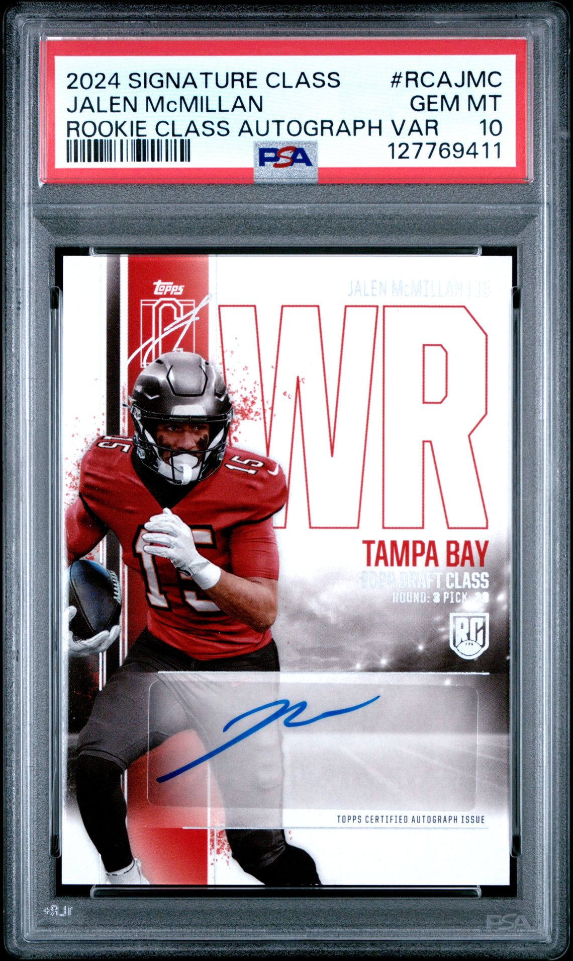 2024 Topps Signature Class Rookie Class Autograph Variation Jalen Mcmillan #Rcajmc (Rookie Class Autograph Var) Gem Mt 10 front