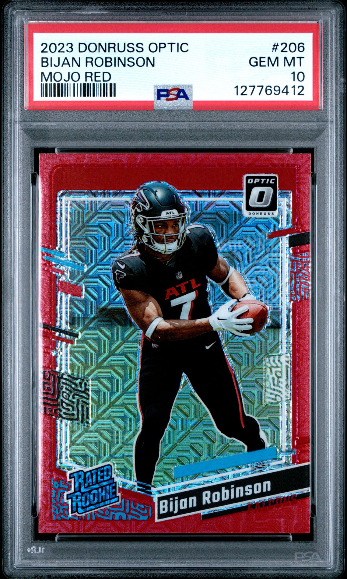 2023 Panini Donruss Optic Bijan Robinson #206 (Mojo Red) Gem Mt 10 front