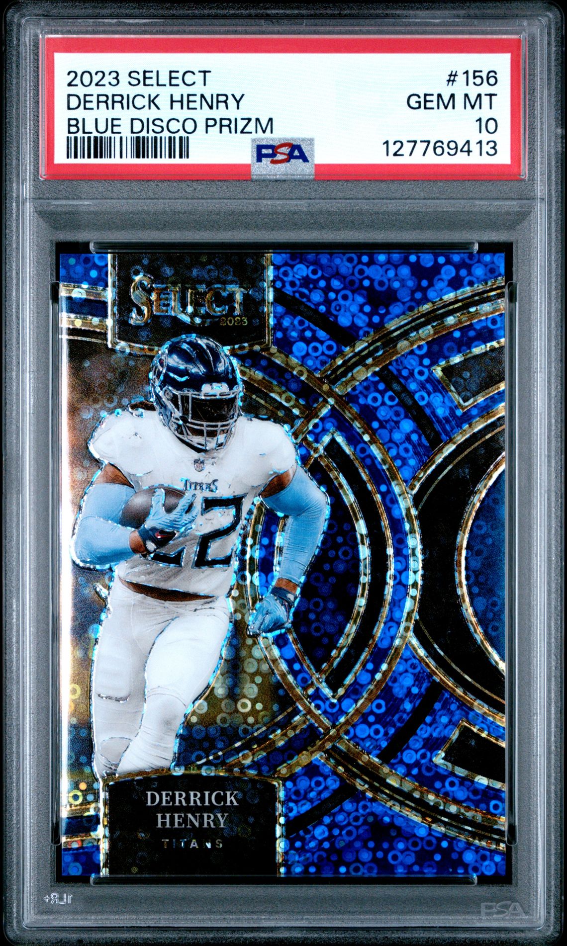 2023 Panini Select Derrick Henry #156 (Blue Disco Prizm) Gem Mt 10 front