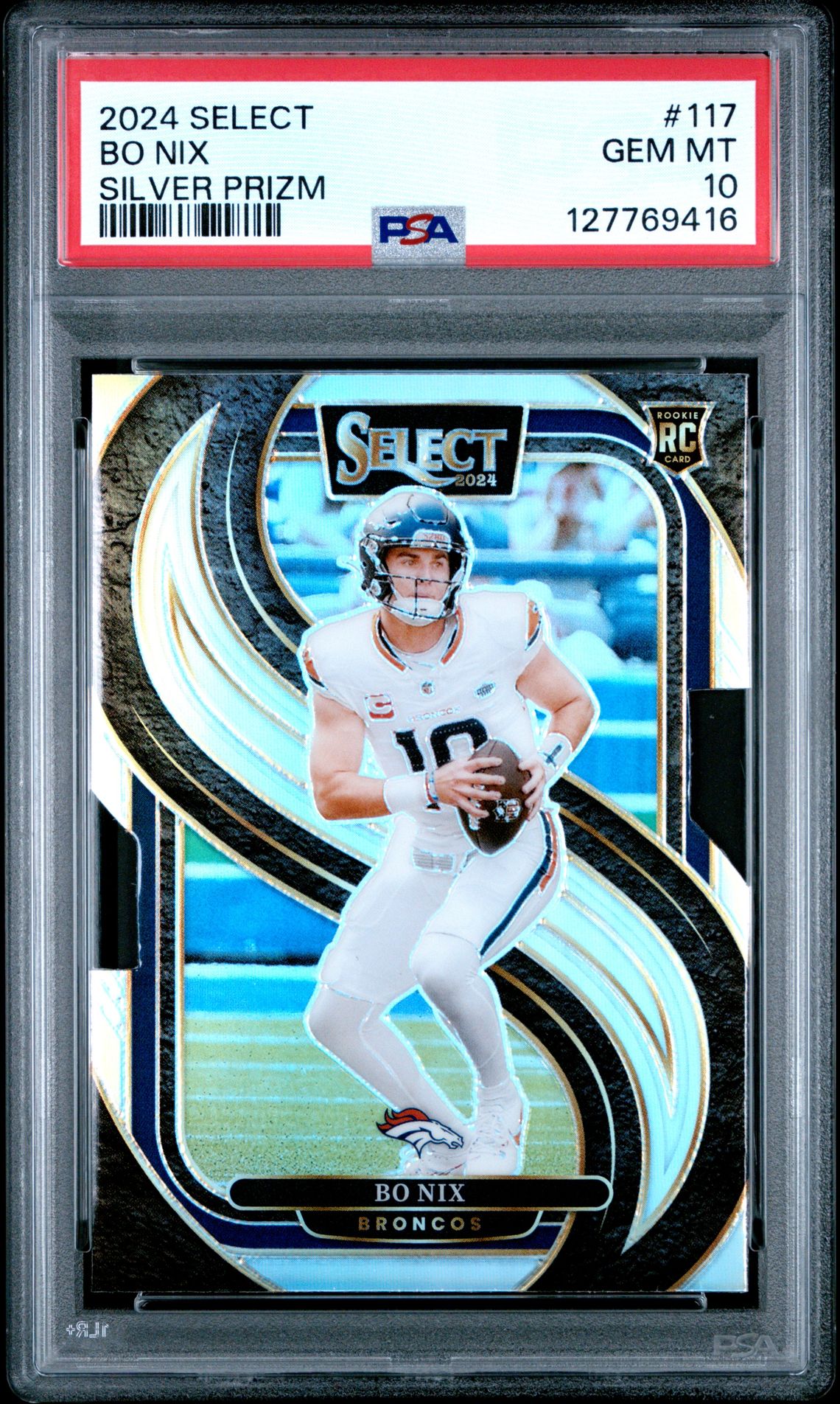 2024 Panini Select Bo Nix #117 (Silver Prizm) Gem Mt 10 front