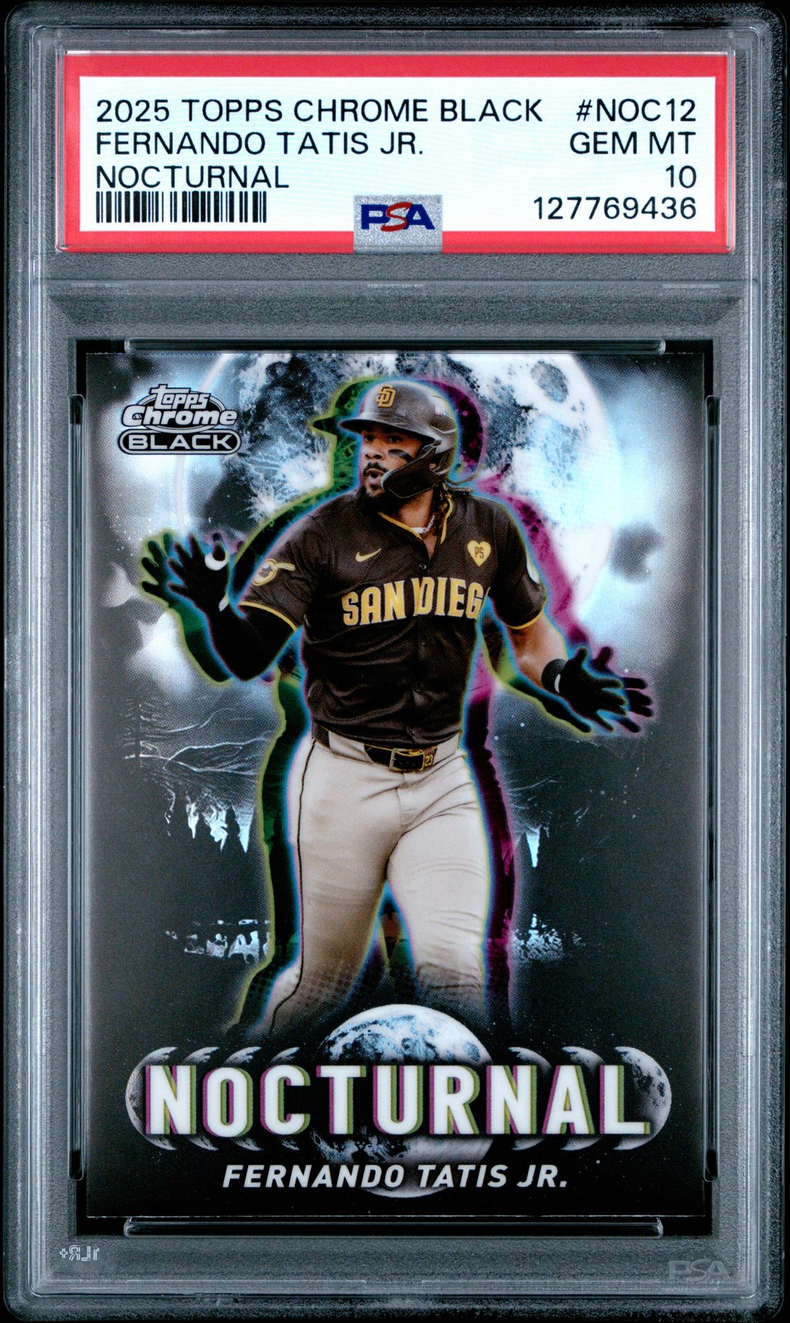 2025 Topps Chrome Black Nocturnal Fernando Tatis Jr. #Noc12 Gem Mt 10 front
