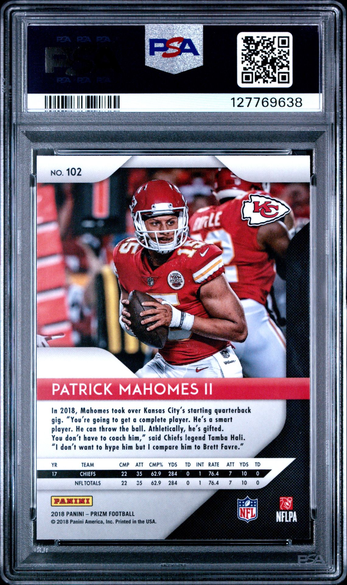 2018 Panini Prizm Patrick Mahomes Ii #102 Nm-Mt 8 back
