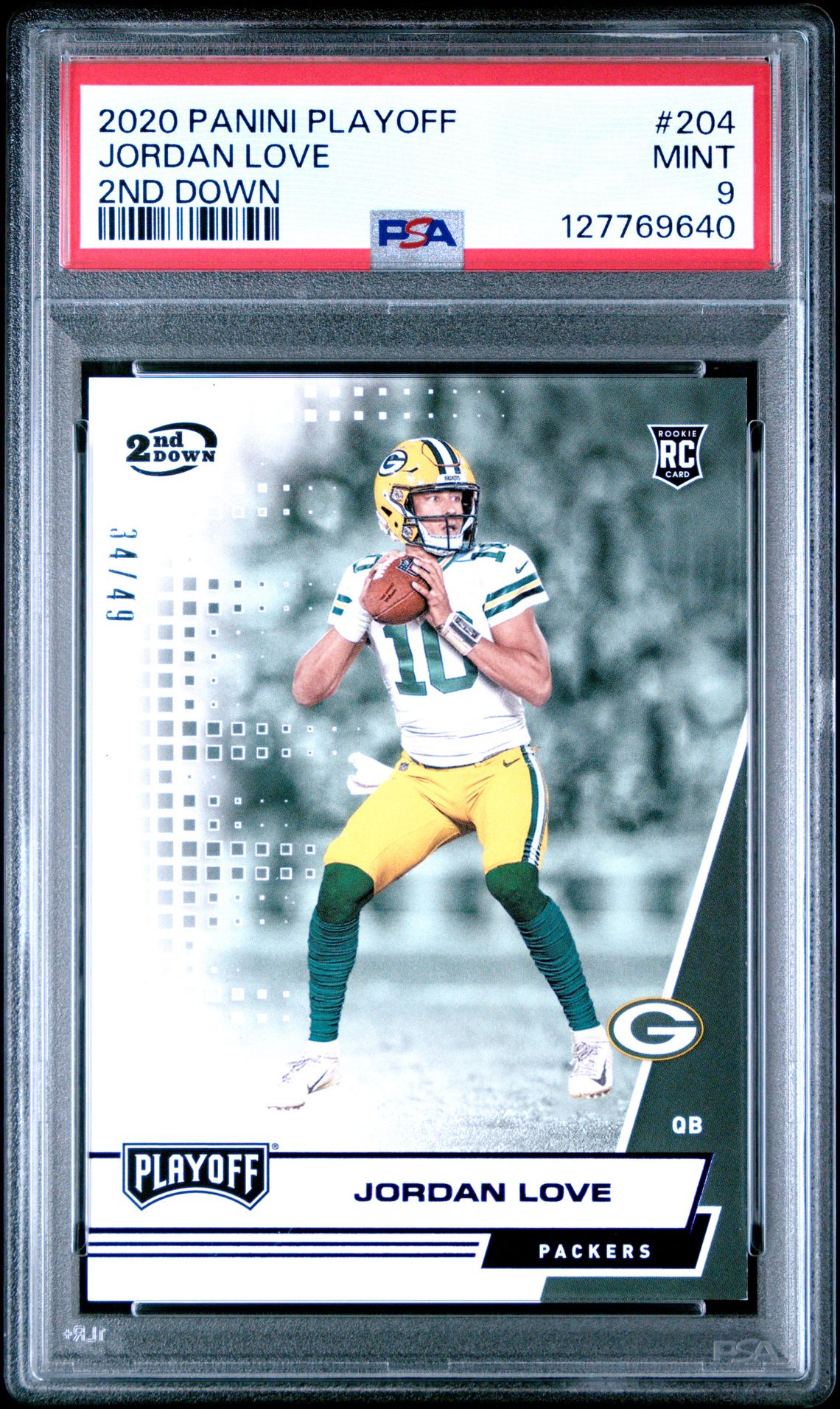 2020 Panini Playoff Jordan Love #204 (2Nd Down) Mint 9 front