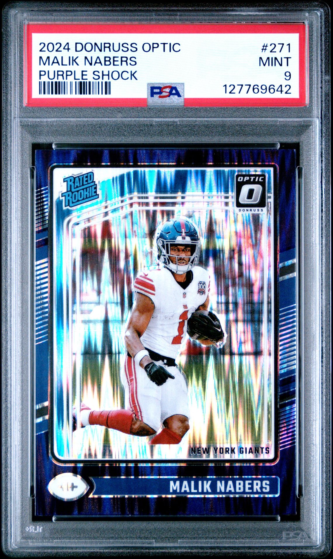 2024 Panini Donruss Optic Malik Nabers #271 (Purple Shock) Mint 9 front