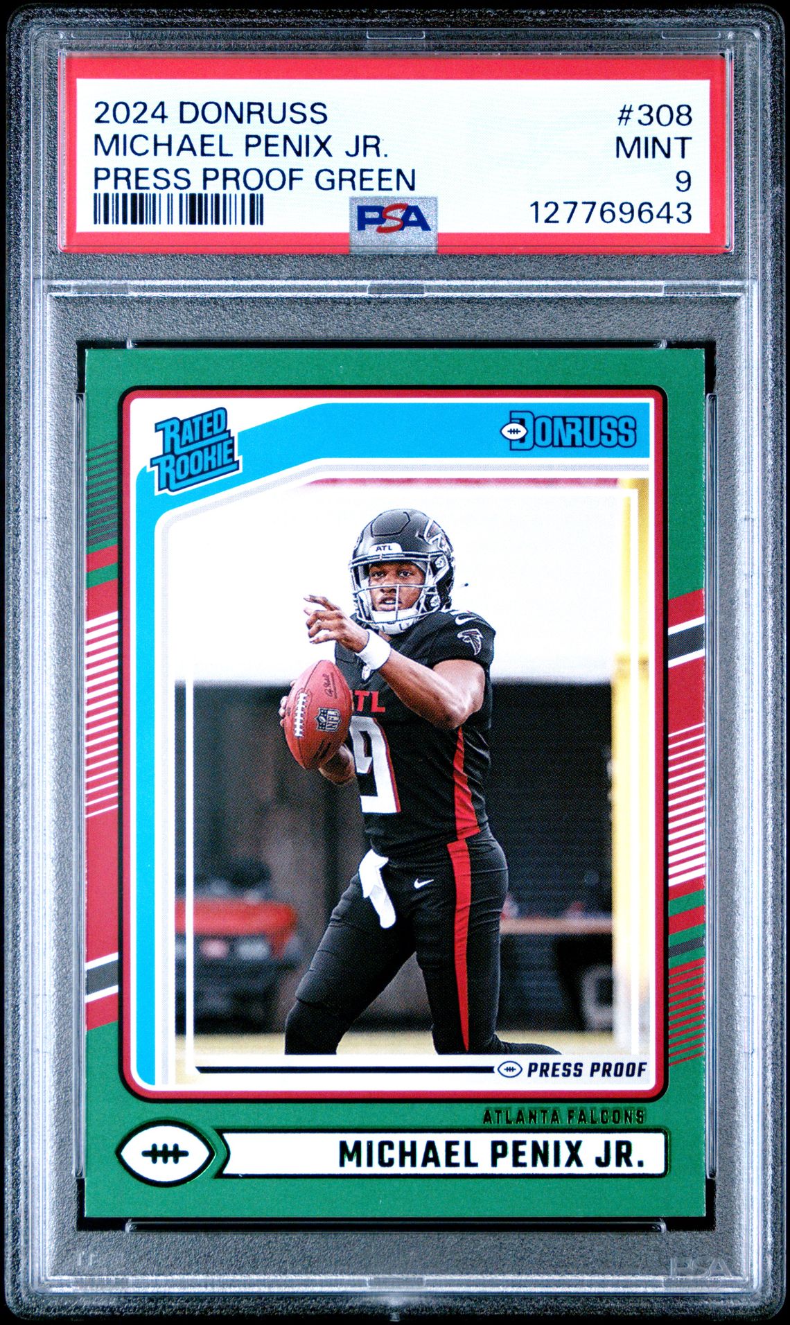 2024 Panini Donruss Michael Penix Jr. #308 (Press Proof Green) Mint 9 front