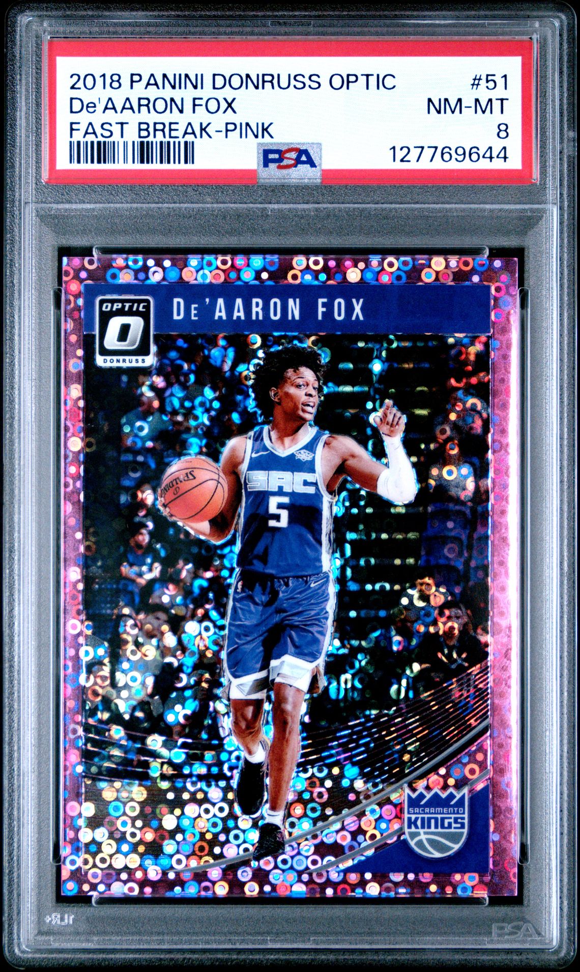 2018 Panini Donruss Optic De'aaron Fox #51 (Fast Break-Pink) Nm-Mt 8 front