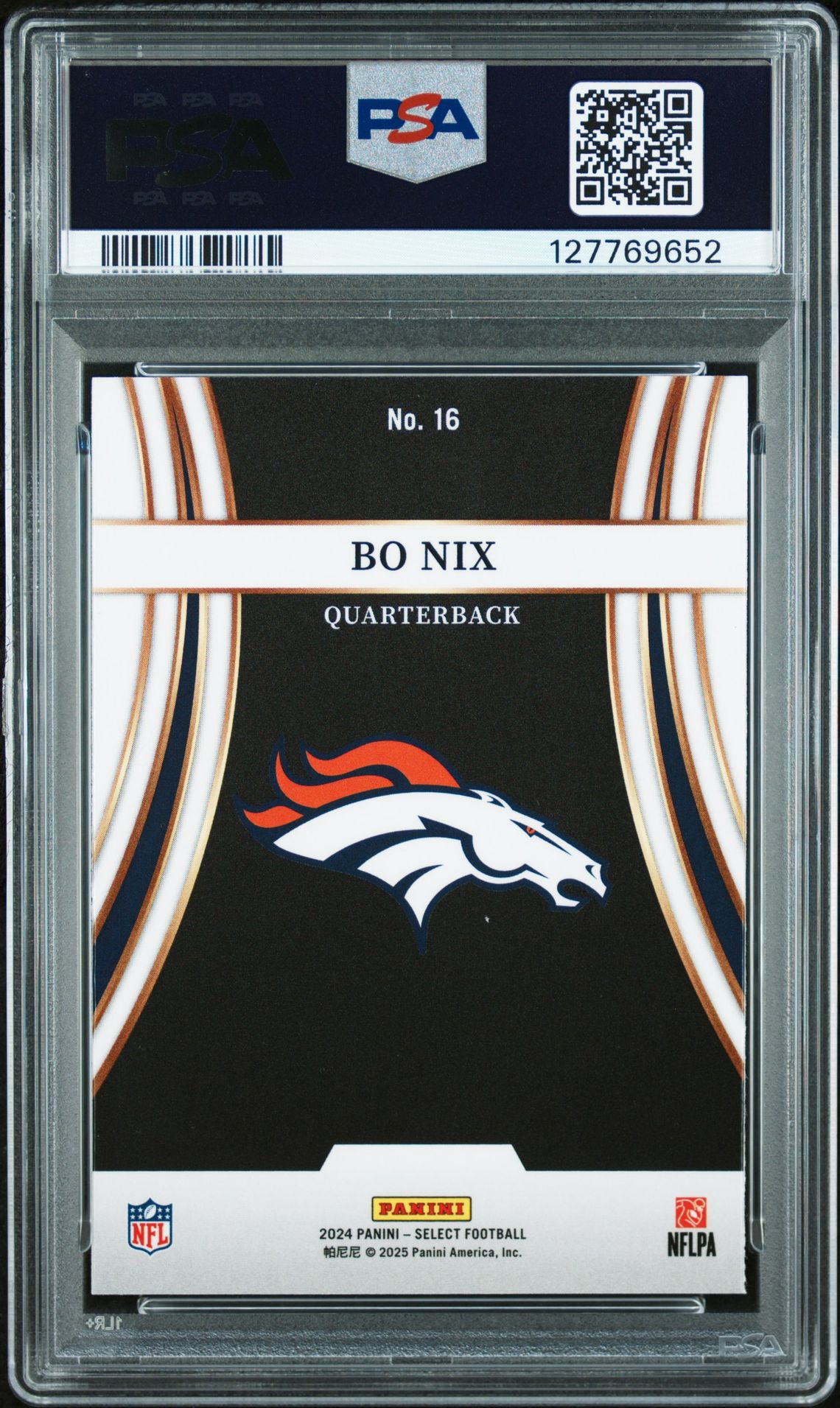 2024 Panini Select Turbocharged Bo Nix #16 Gem Mt 10 back