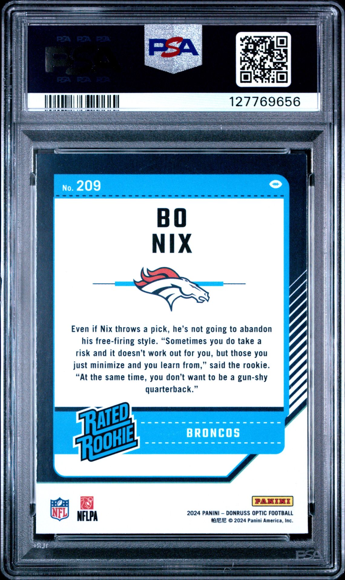 2024 Panini Donruss Optic Bo Nix #209 Nm-Mt 8 back