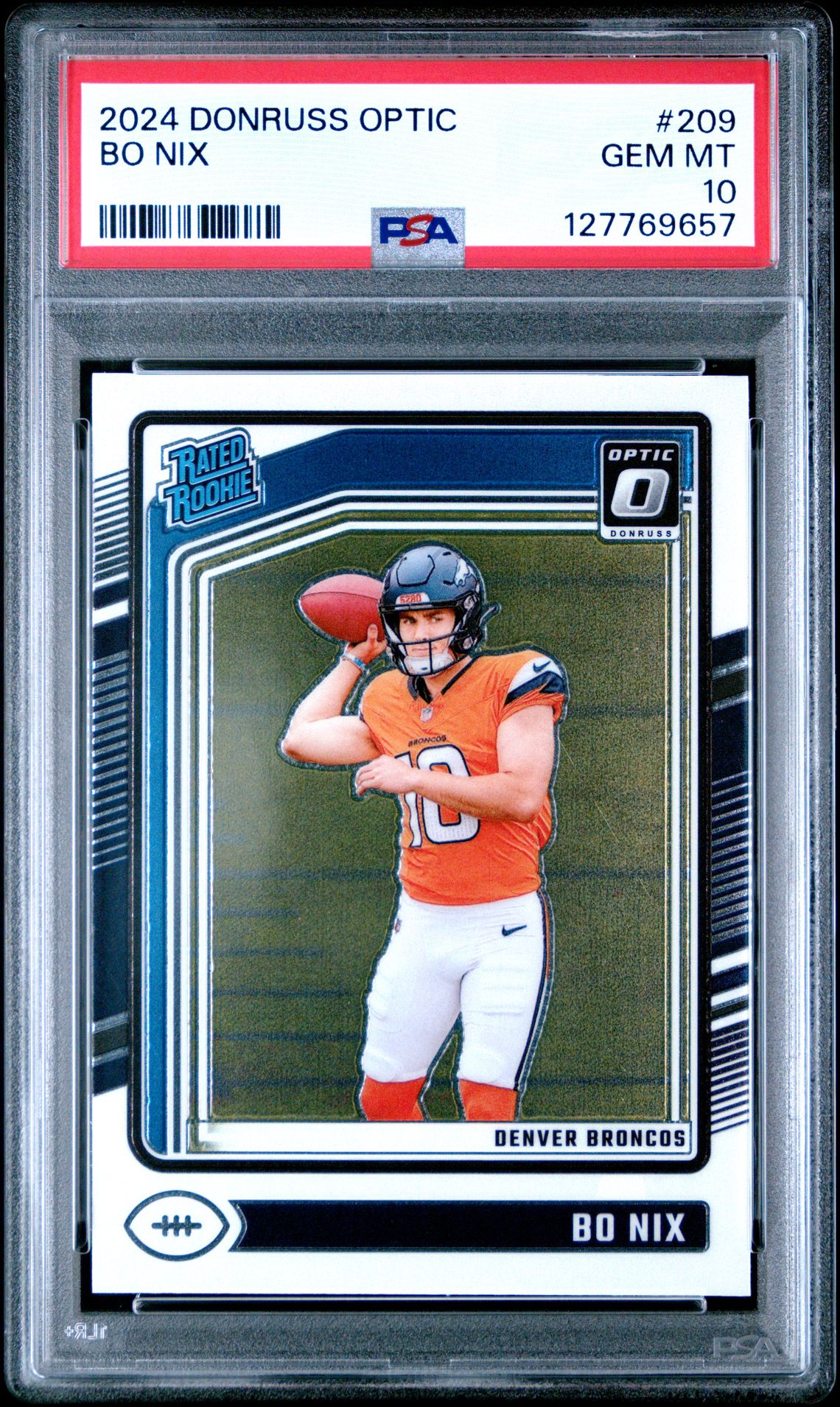 2024 Panini Donruss Optic Bo Nix #209 Gem Mt 10 front